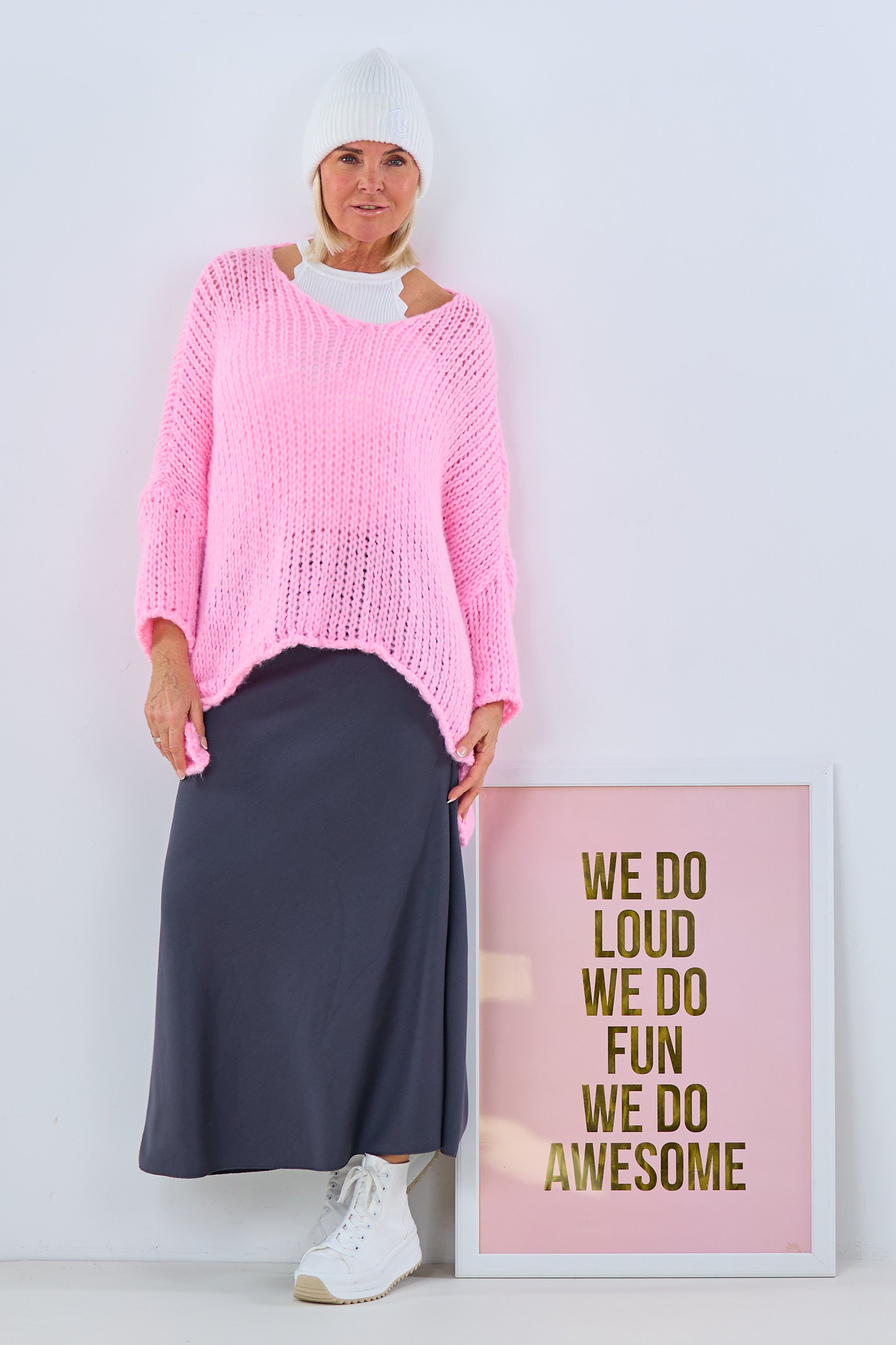 Grobgestrickter oversized Pulli, rosa von Trends & Lifestyle