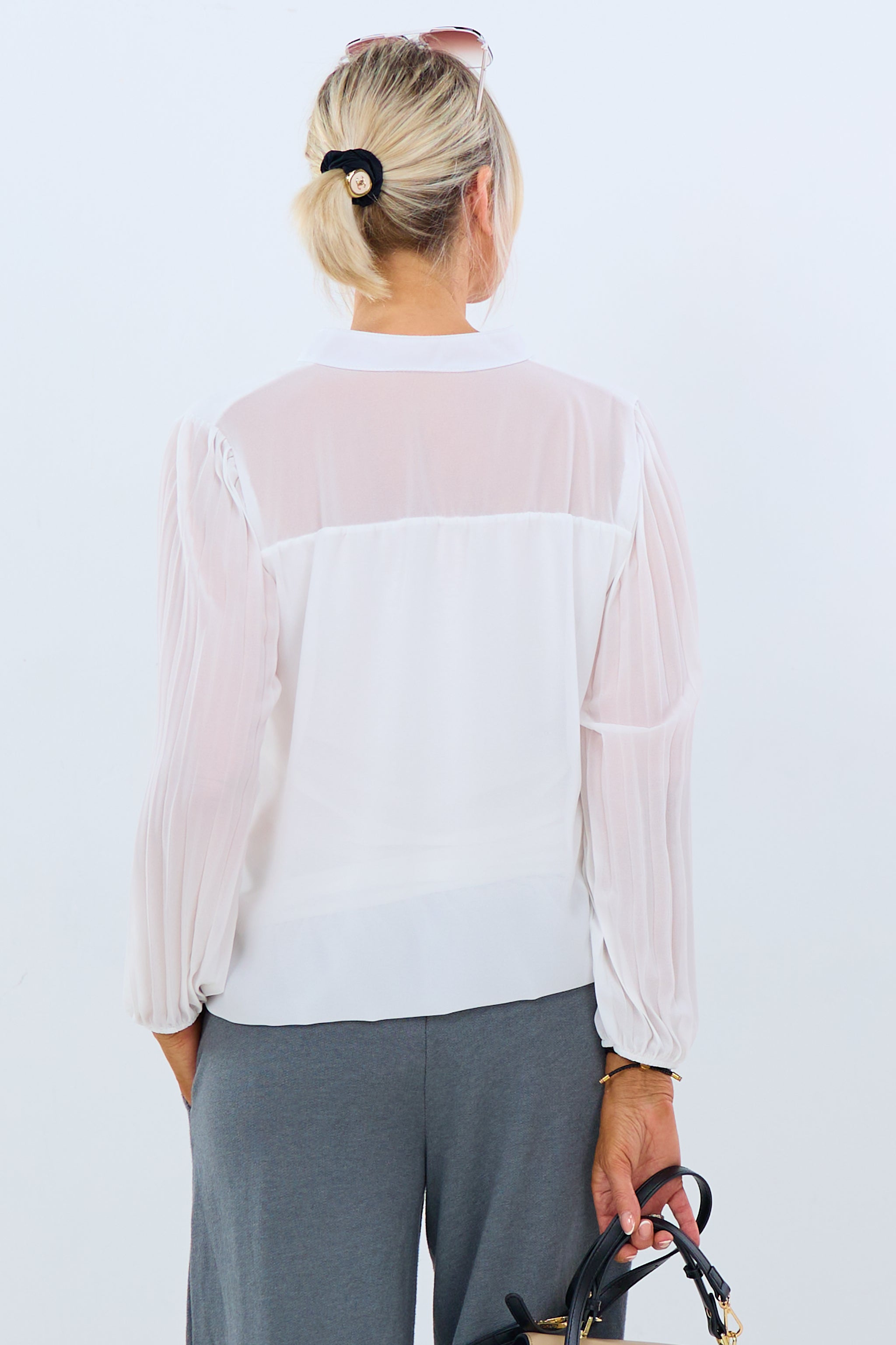 Bluse mit Plissée-Ärmeln, weiß von Trends & Lifestyle