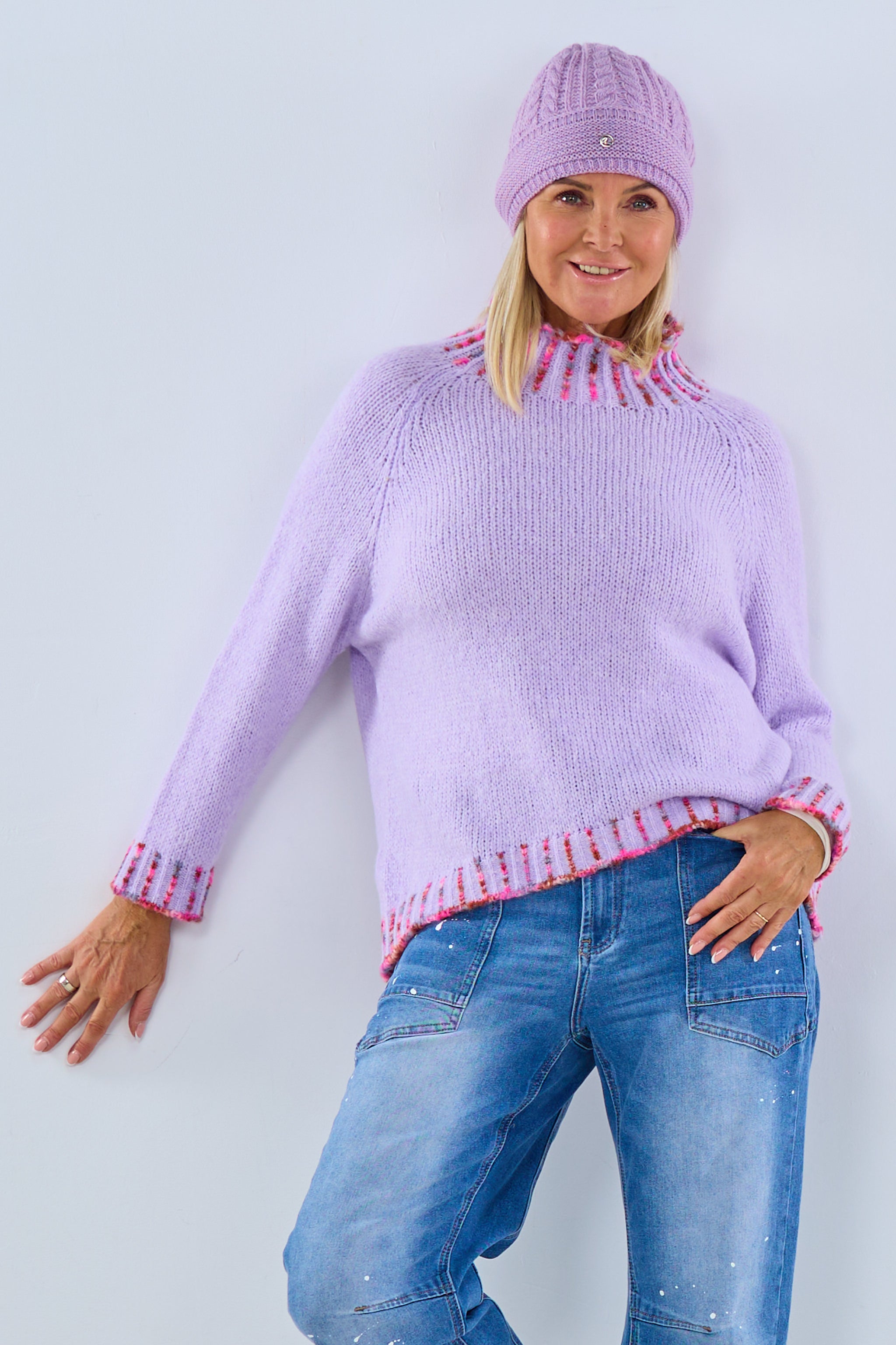 Grobgestrickter Pulli mit Turtleneck, flieder von Trends & Lifestyle Deutschland GmbH 