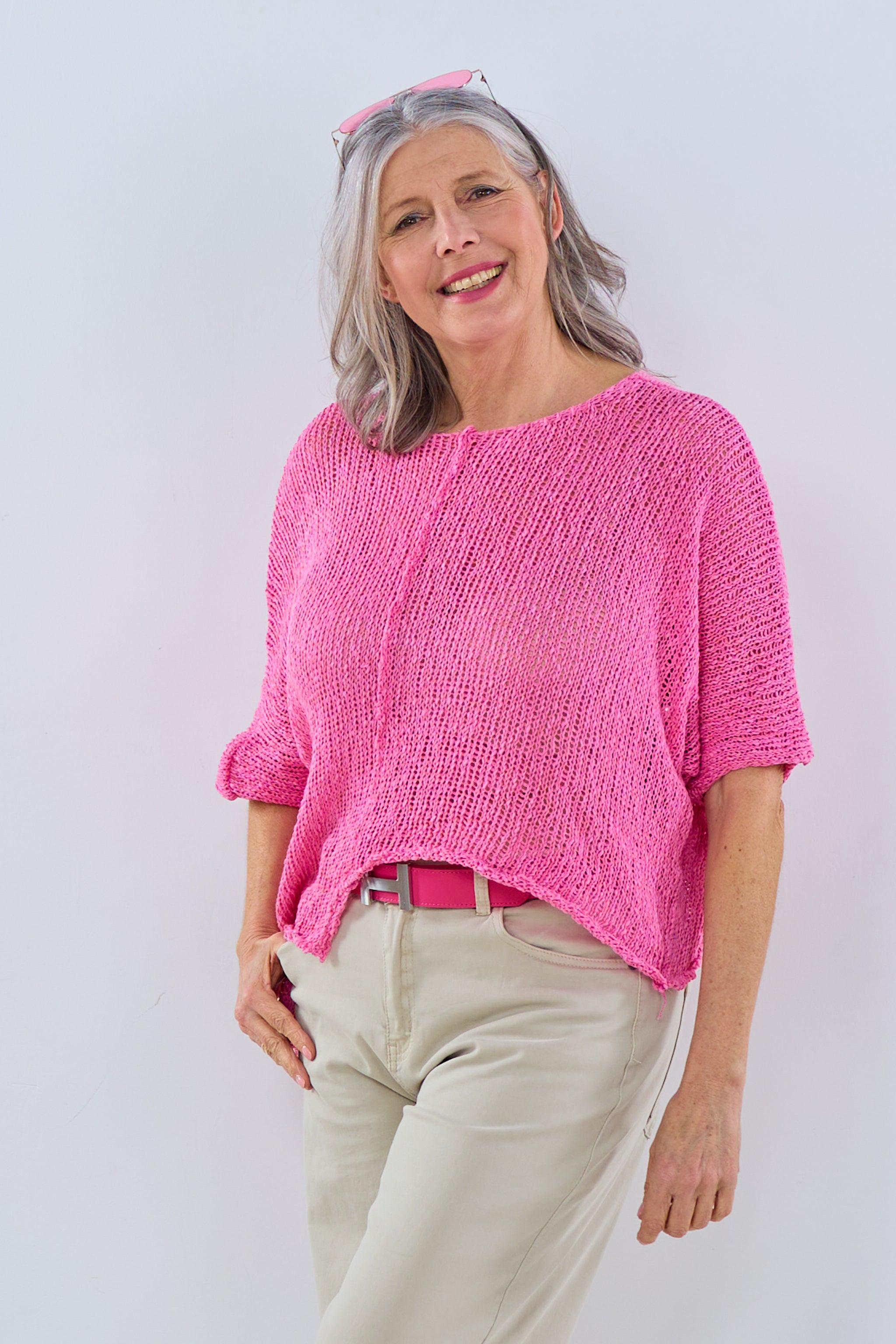 Asymmetrischer, leichter Strickpulli, pink von Trends & Lifestyle Deutschland GmbH