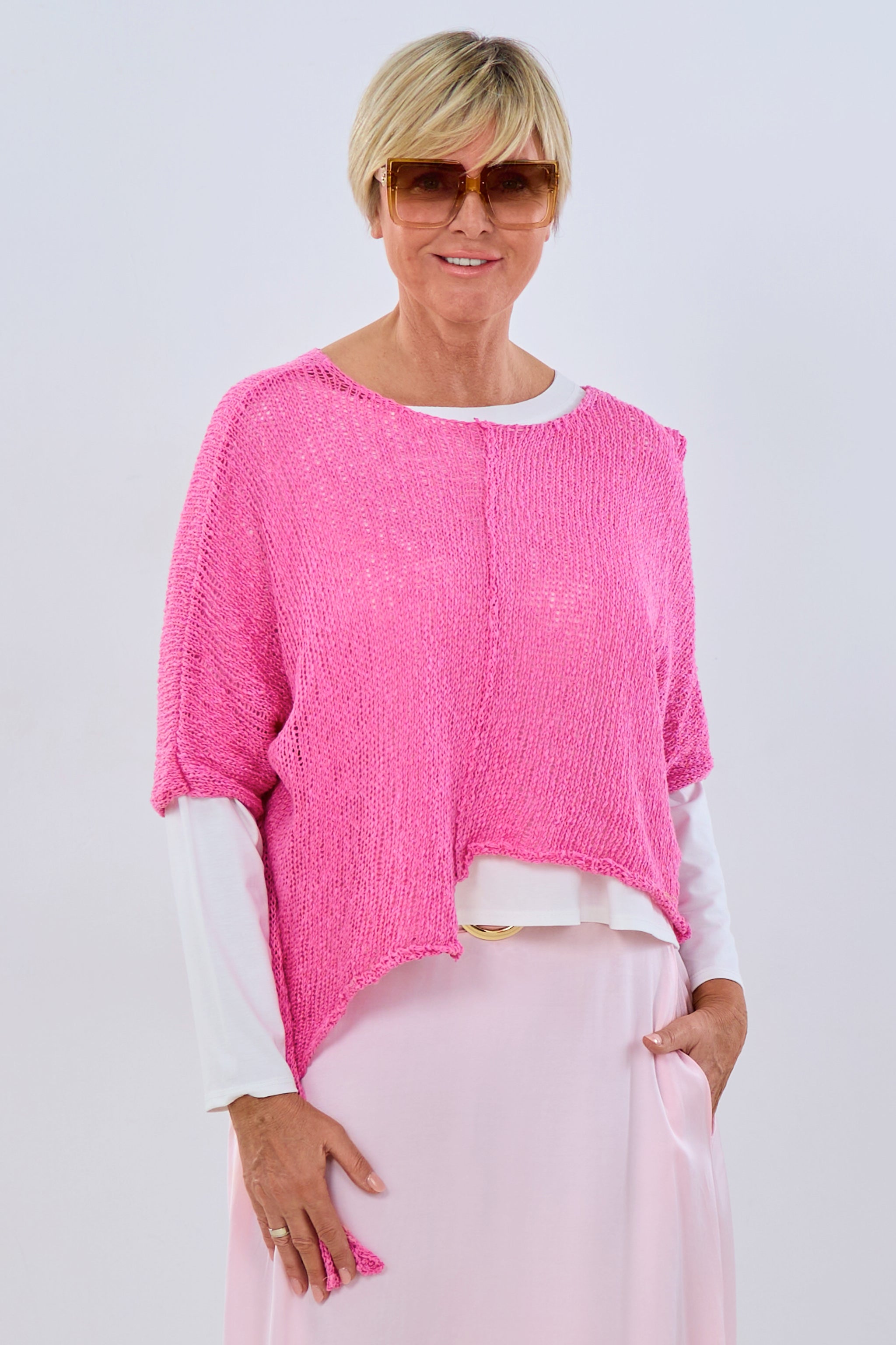 Asymmetrischer, leichter Strickpulli, pink von Trends & Lifestyle Deutschland GmbH