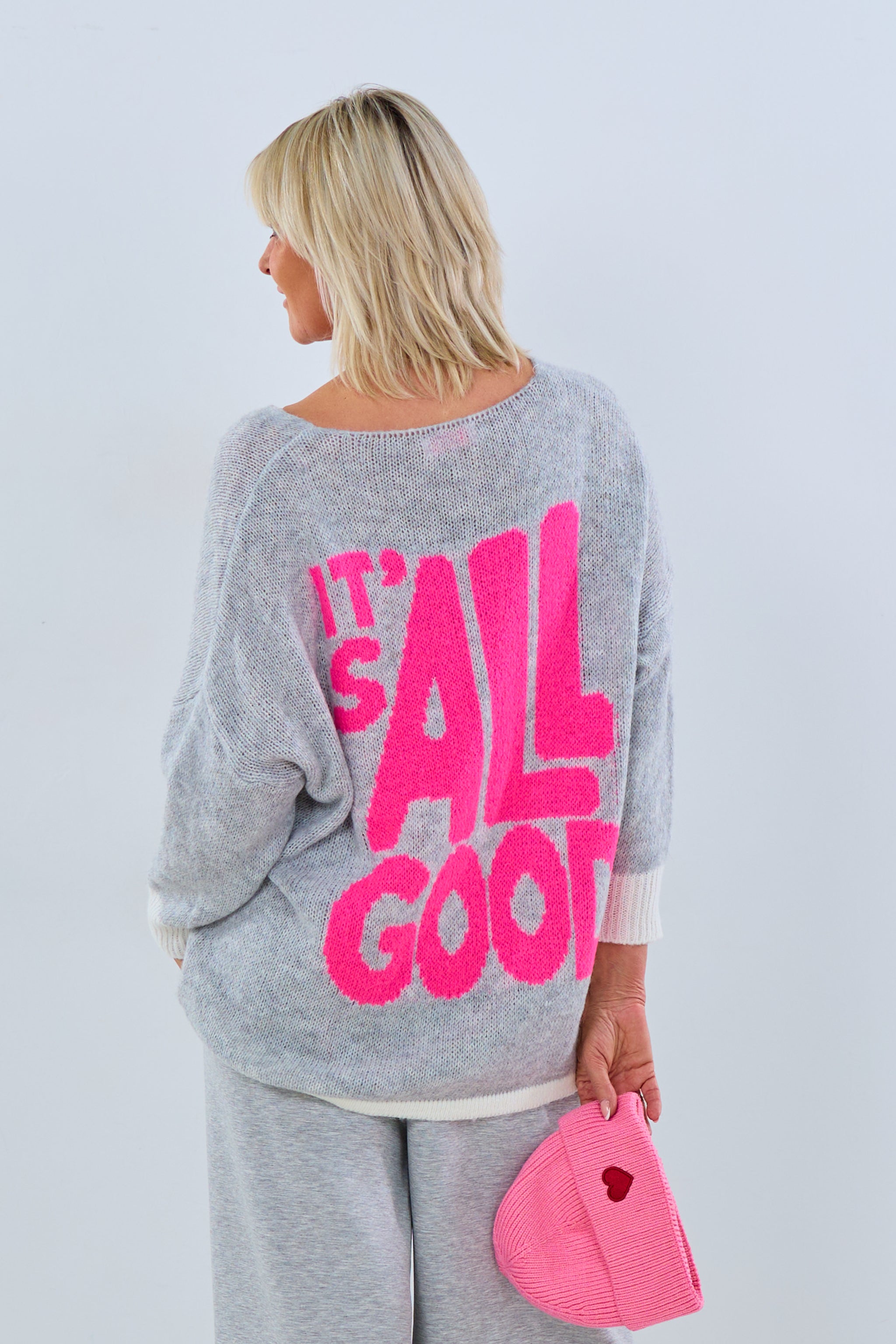 Strickpulli "It's all good", hellgrau von Trends & Lifestyle Deutschland GmbH