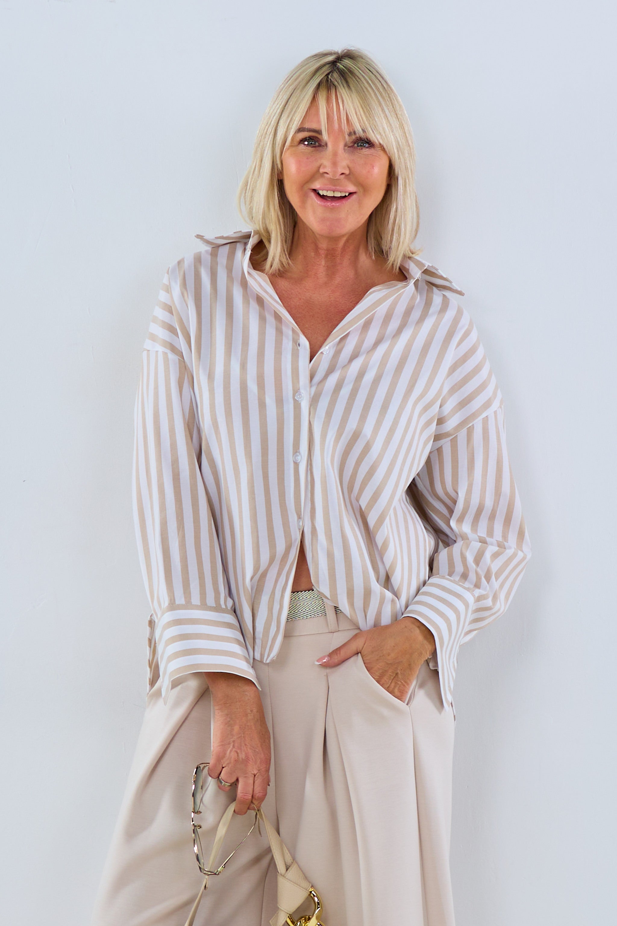 breit-gestreifte Bluse, beige-weiß von Trends & Lifestyle Deutschland GmbH