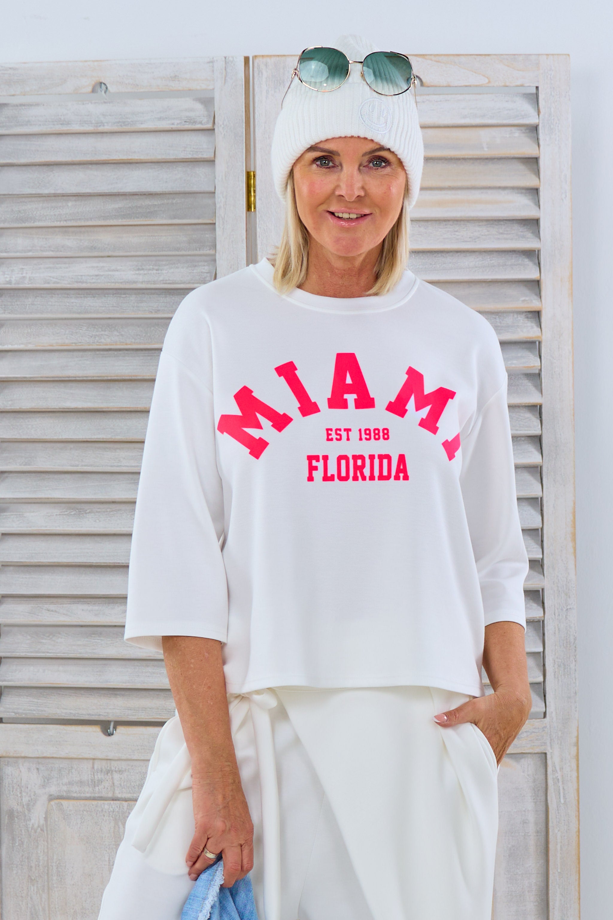 Weiches Shirt mit Miami Print, ecru/weiß von Trends & Lifestyle Deutschland GmbH