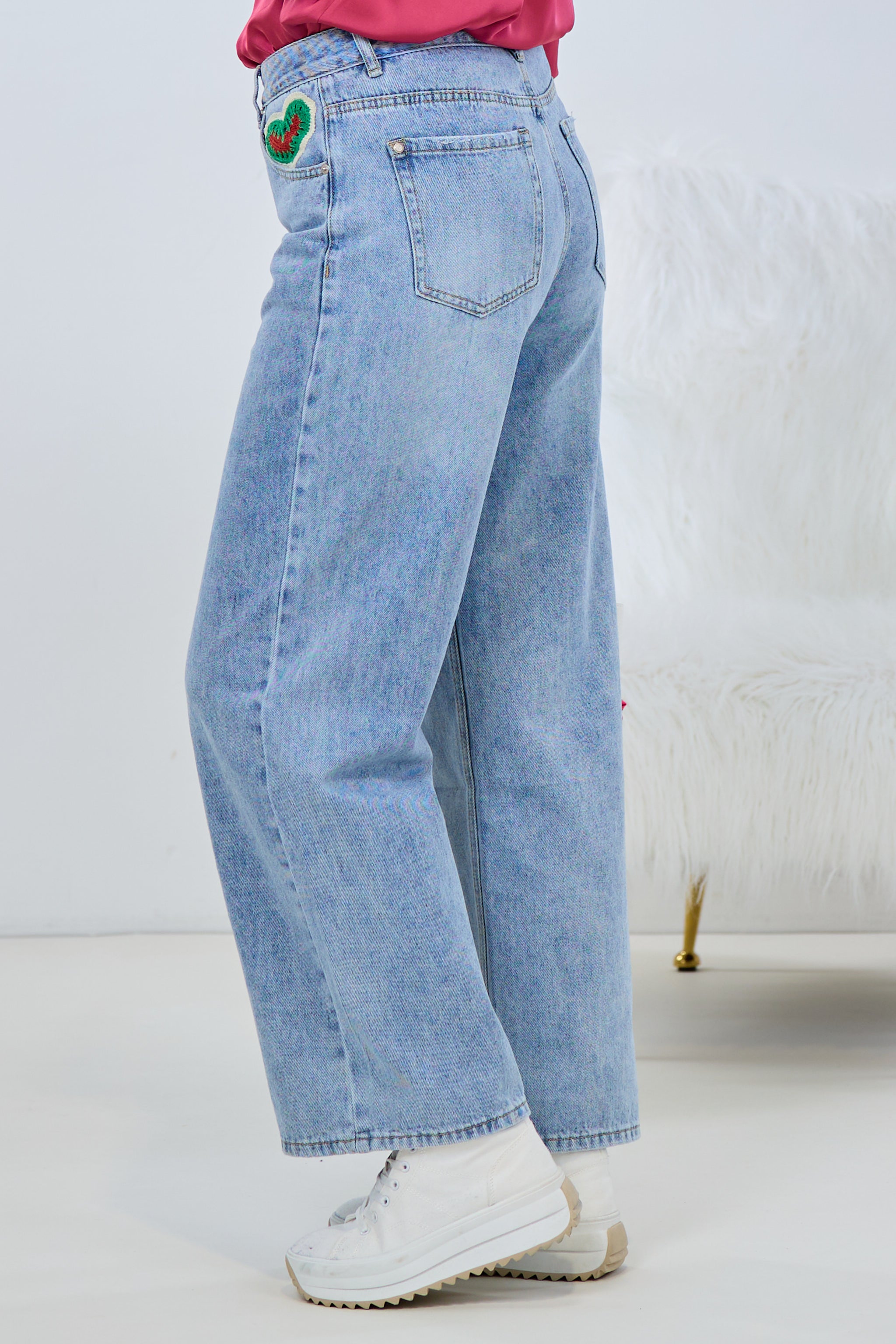 High Waist Jeans "Herz" with wide leg, denim