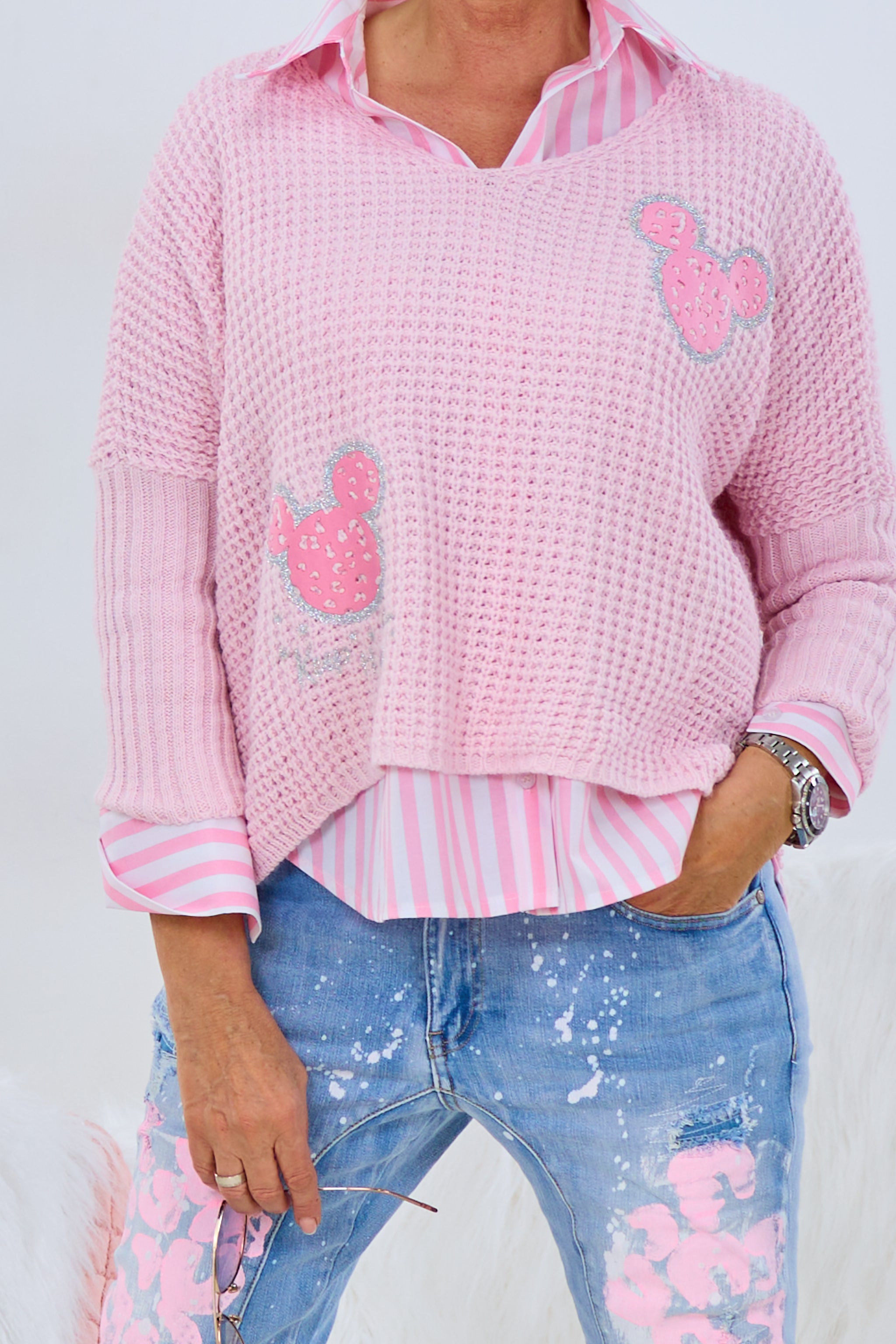 Pulli mit Maus Patches, rosa von Trends & Lifestyle Deutschland GmbH