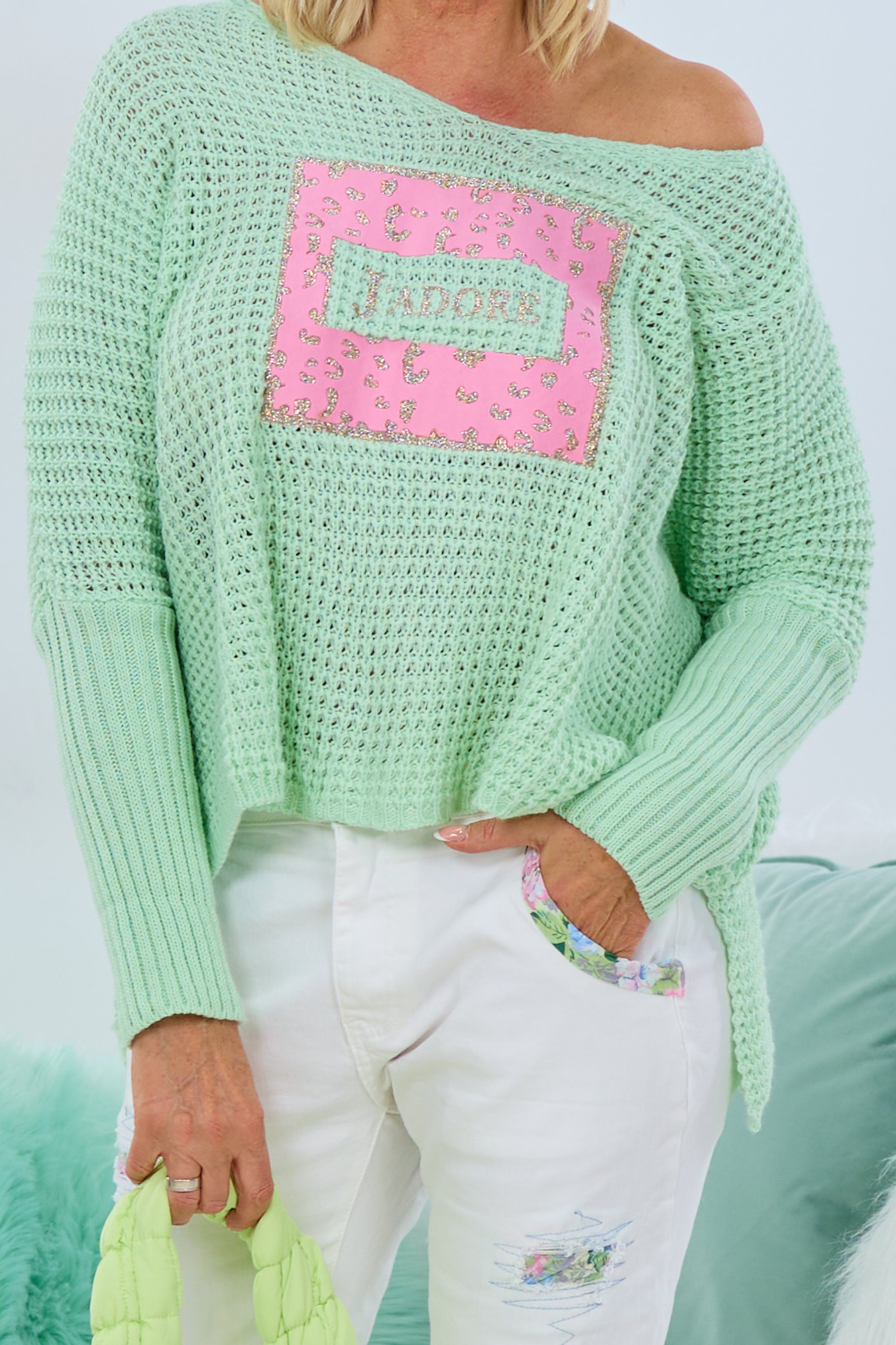 Pulli mit Stoff-Patch, mint-rosa-gold von Trends & Lifestyle Deutschland GmbH