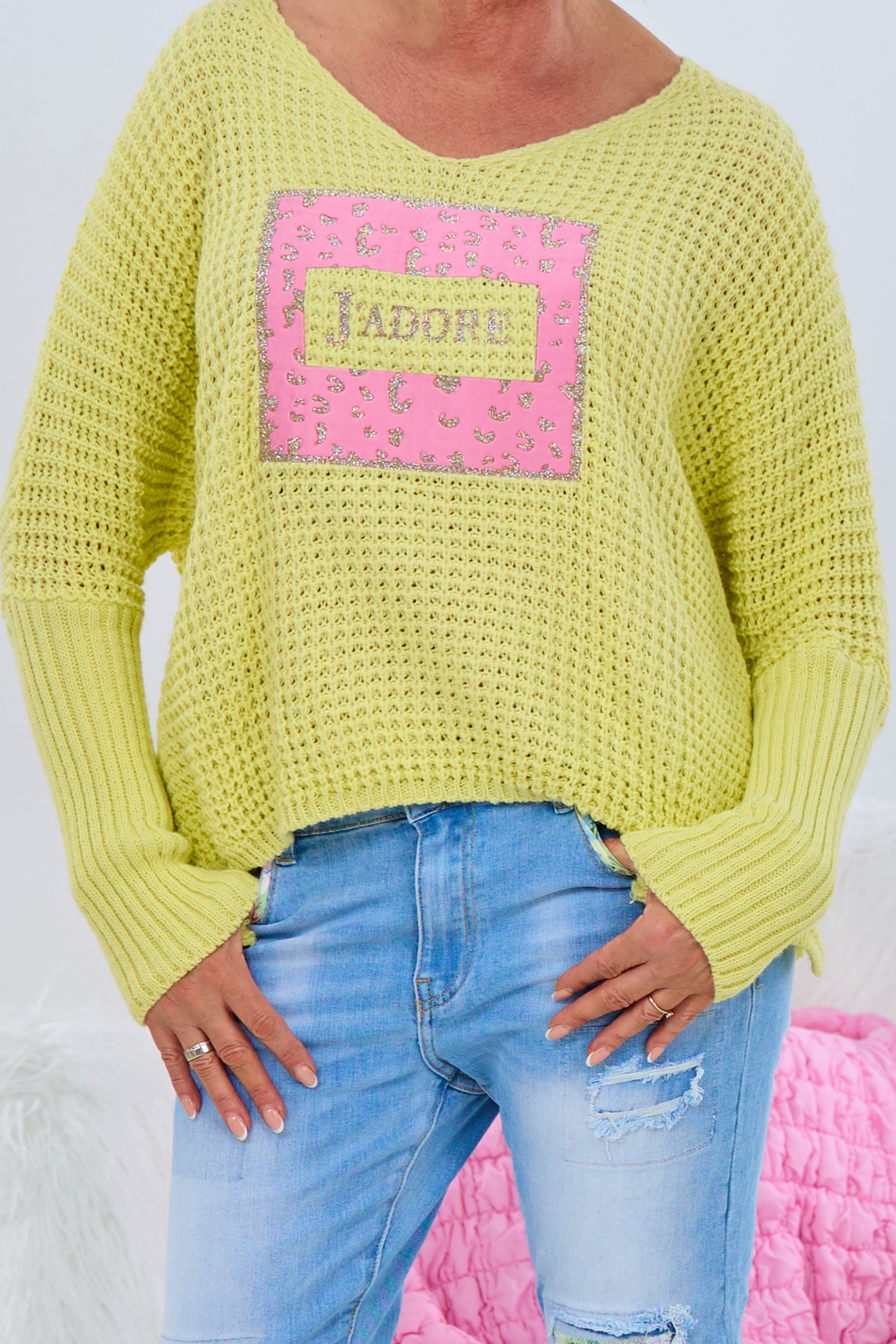 Pulli mit Stoff-Patch, gelb-rosa-gold von Trends & Lifestyle Deutschland GmbH