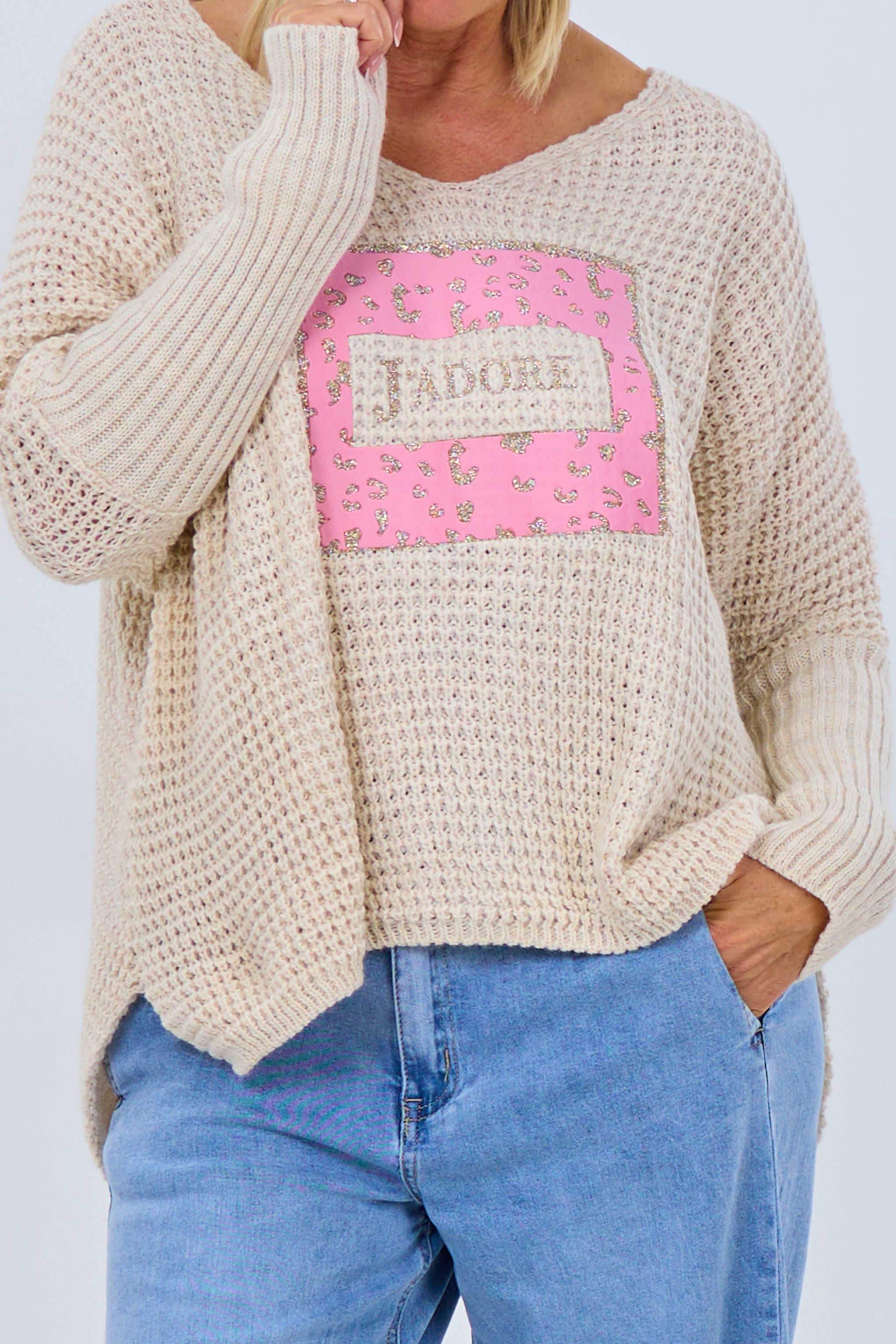 Pulli mit Stoff-Patch, beige-rosa-gold von Trends & Lifestyle Deutschland GmbH