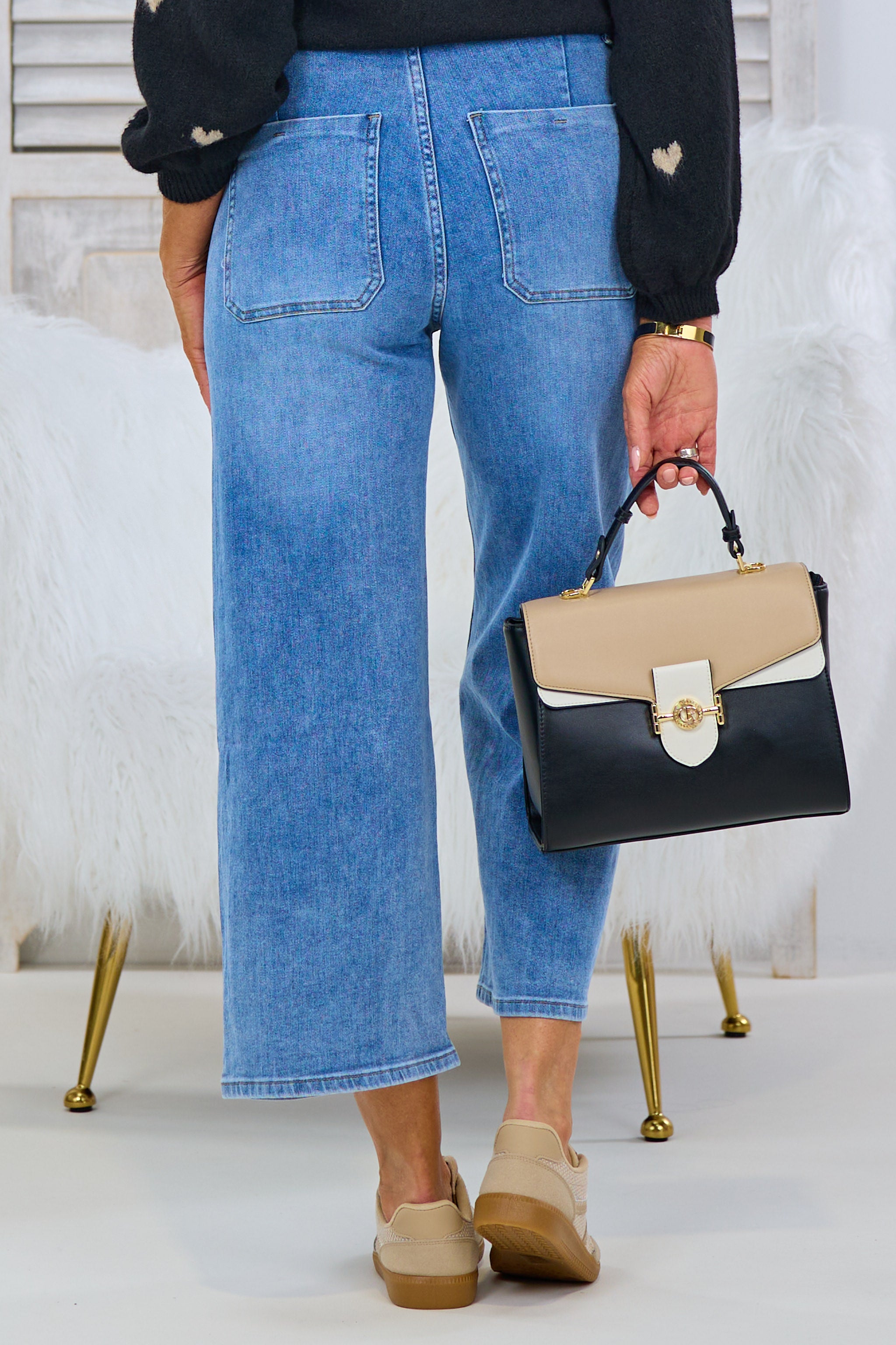 High Waist Jeans Culotte mint mit Gürtel, denim-blue von Trends & Lifestyle Deutschland GmbH