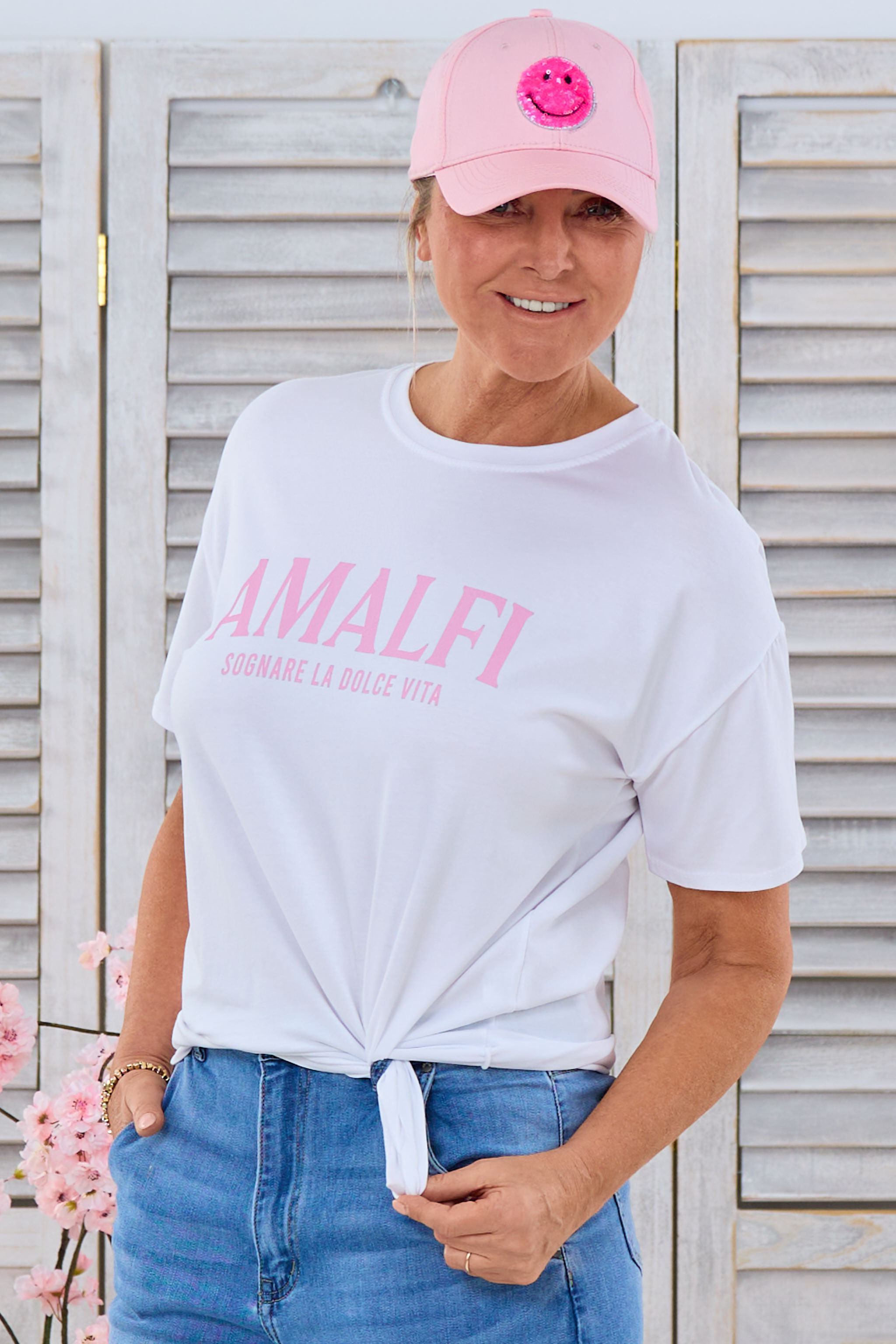 T-Shirt mit Amalfi Druck, weiß-rosa von Trends & Lifestyle Deutschland GmbH