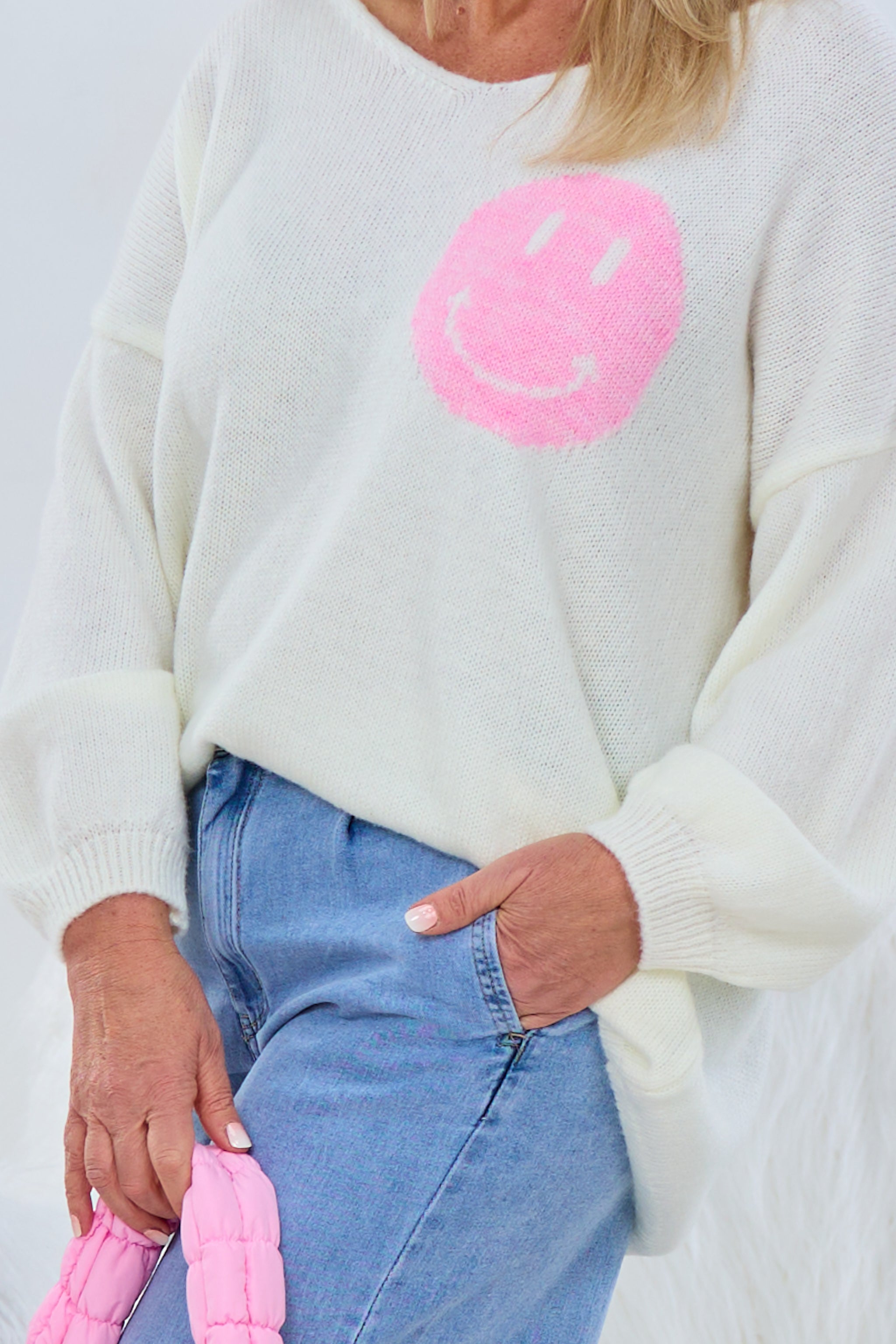 Strickpulli "Smiley - It's all good", ecru von Trends & Lifestyle Deutschland GmbH