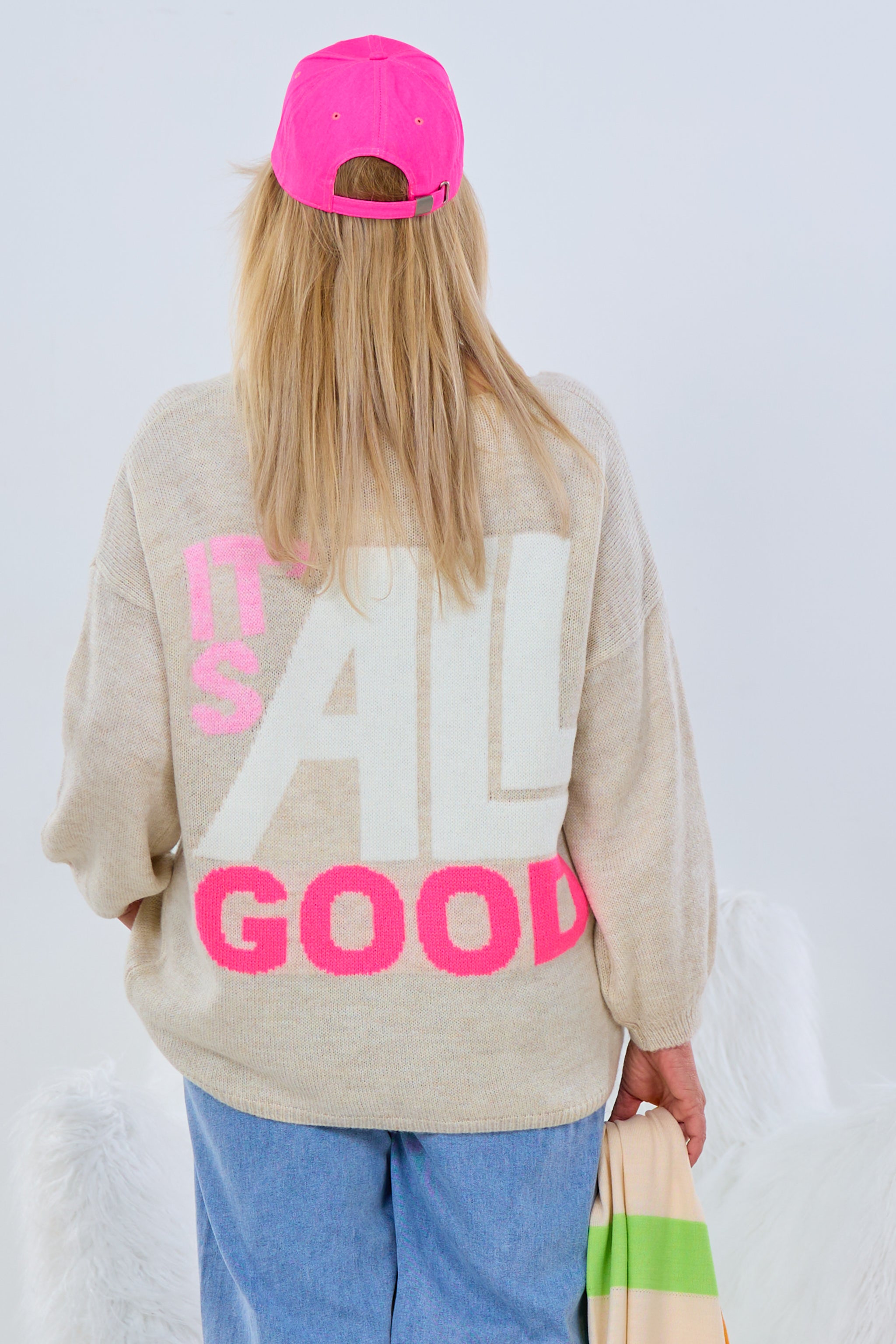 Strickpulli "Smiley - It's all good", hellbeige von Trends & Lifestyle Deutschland GmbH