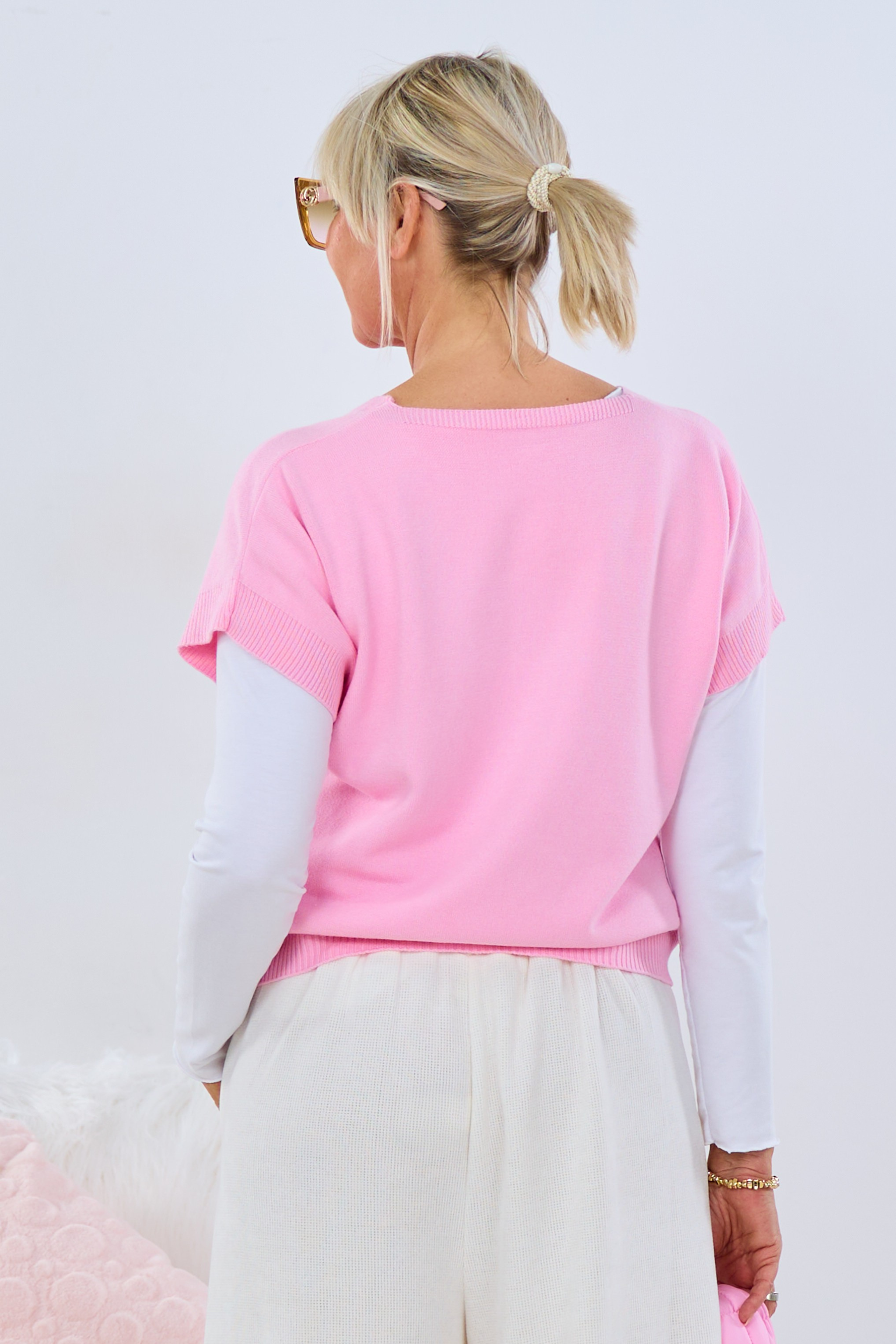 Kurzarm-Strickpulli mit Schleife, rosa von Trends & Lifestyle Deutschland GmbH