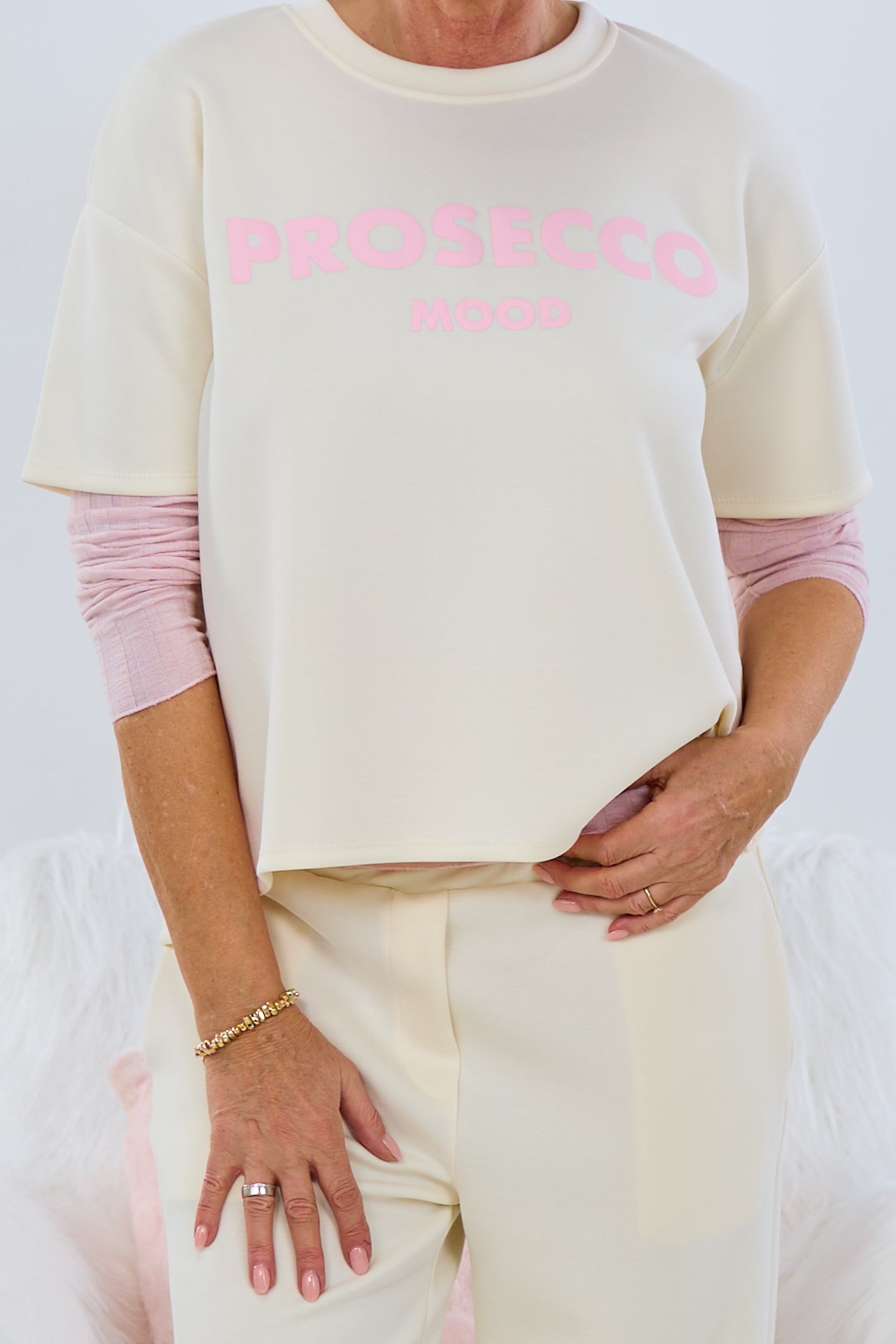 Lässiges Kurzarm-Freizeitshirt "Prosecco, creme von Trends & Lifestyle Deutschland GmbH