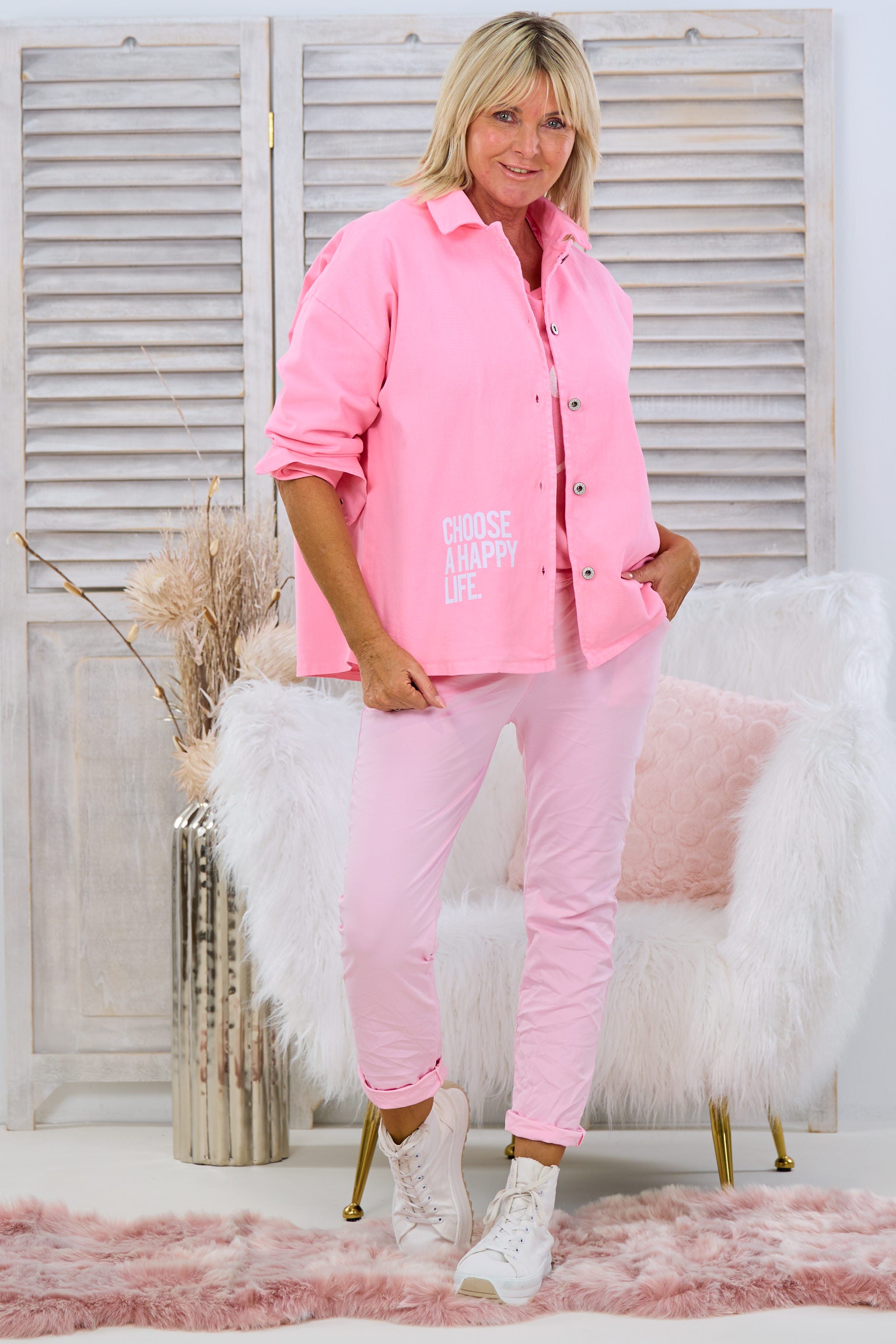 Oversized Jeans Hemdjacke, candy rosa von Trends & Lifestyle Deutschland GmbH