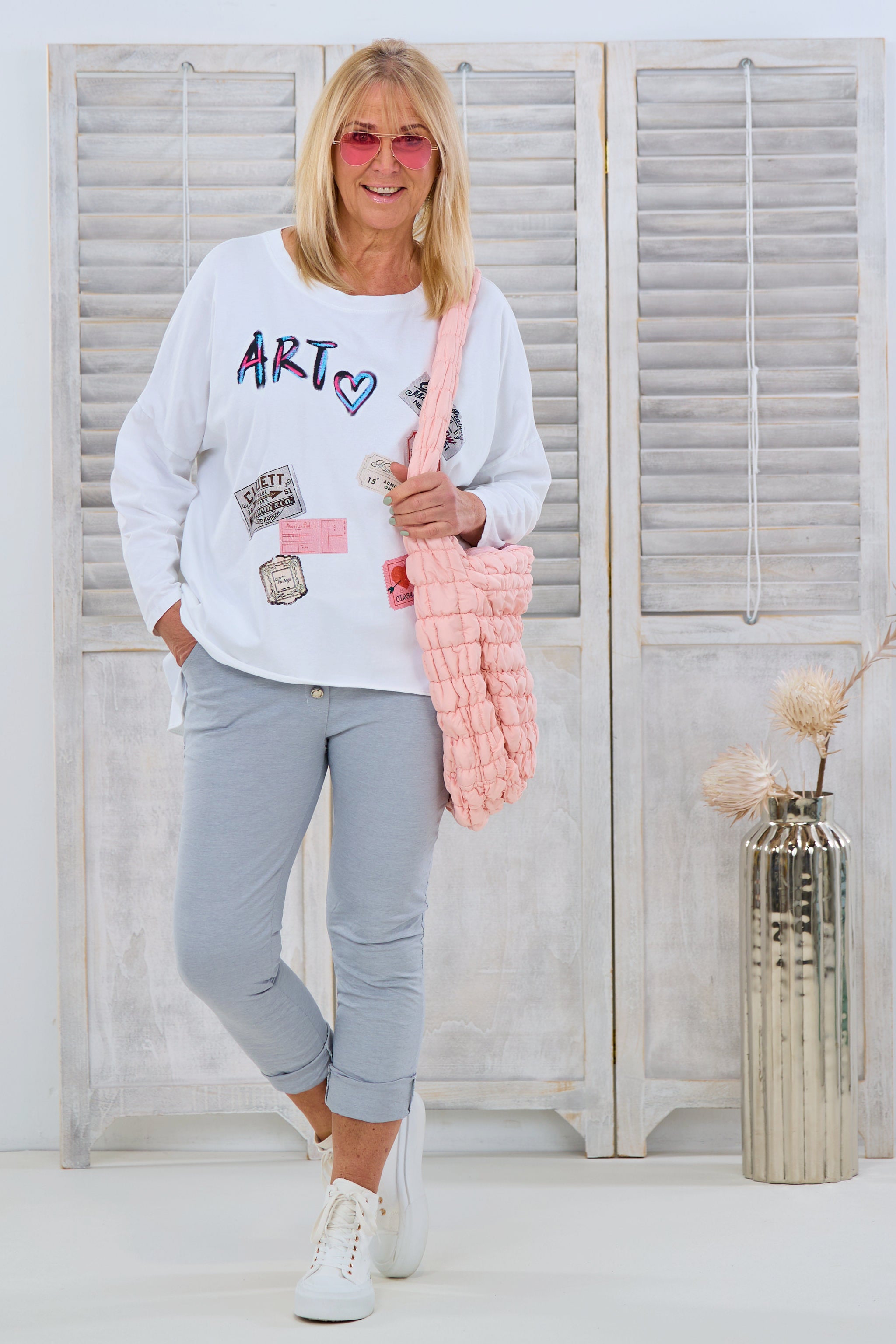 Oversized Shirt mit Art- und Coupon-Drucken, weiß von Trends & Lifestyle Deutschland GmbH