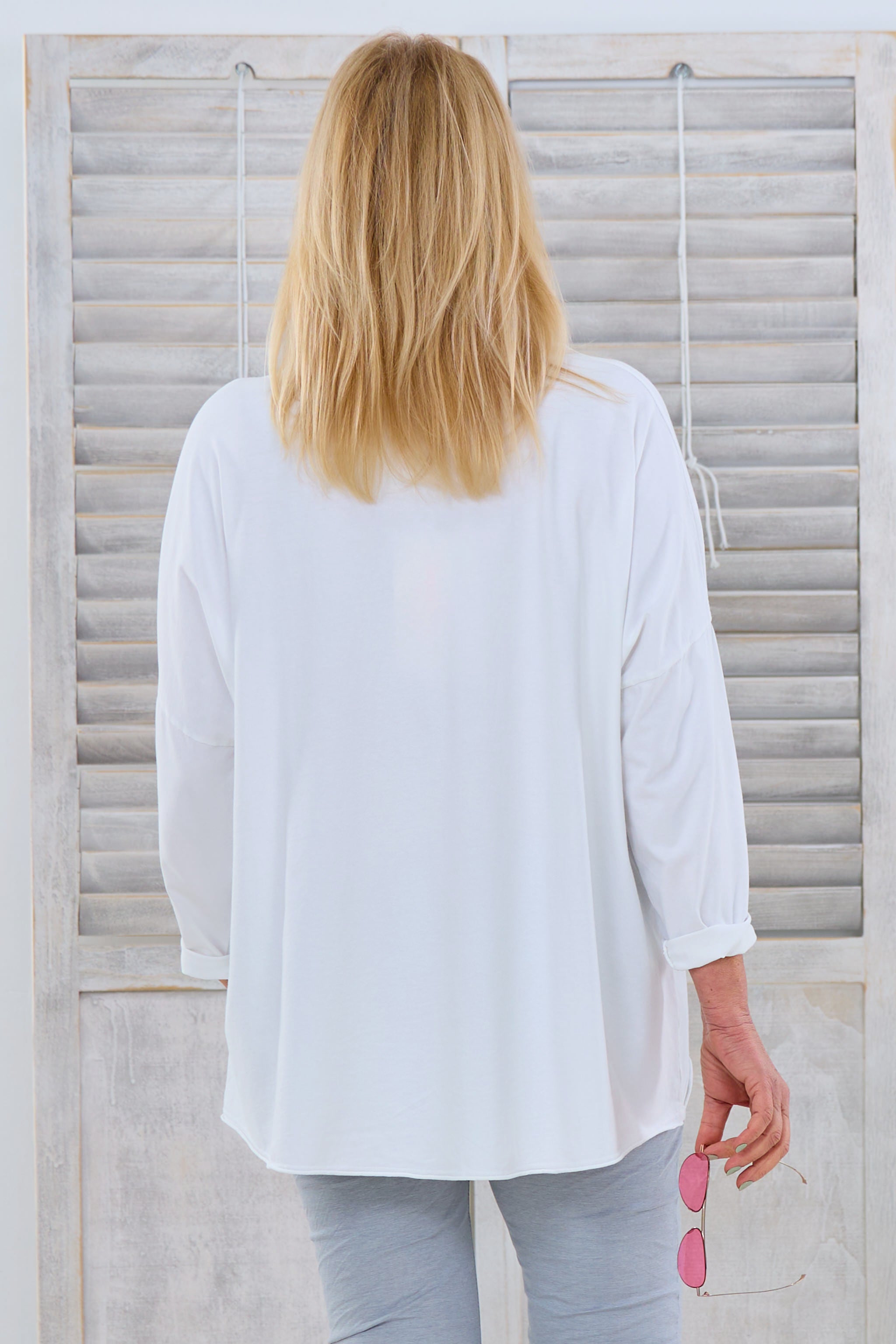 Oversized Shirt mit Art- und Coupon-Drucken, weiß von Trends & Lifestyle Deutschland GmbH