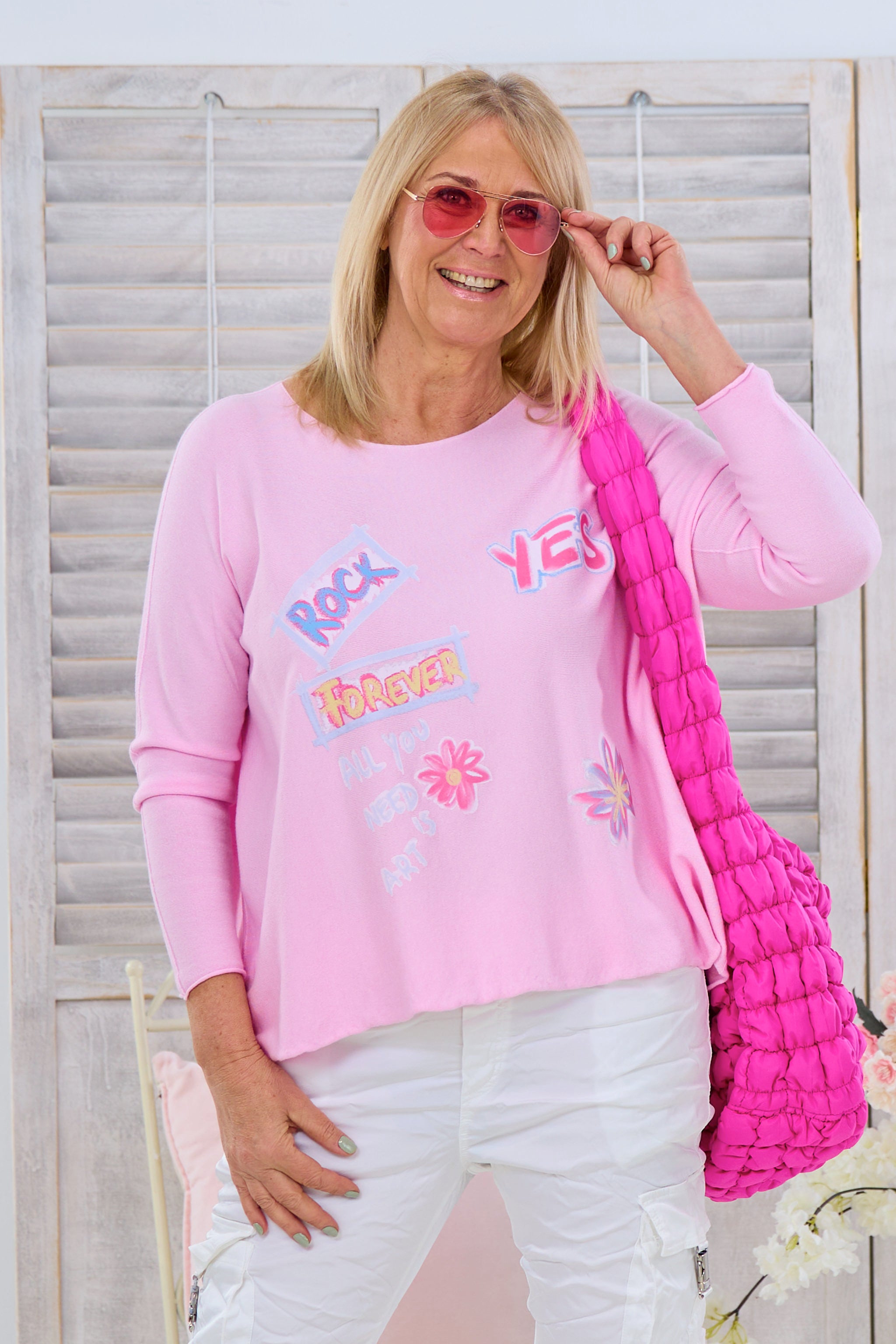 quergestrickter Pulli mit schönem Print, rosa von Trends & Lifestyle Deutschland GmbH