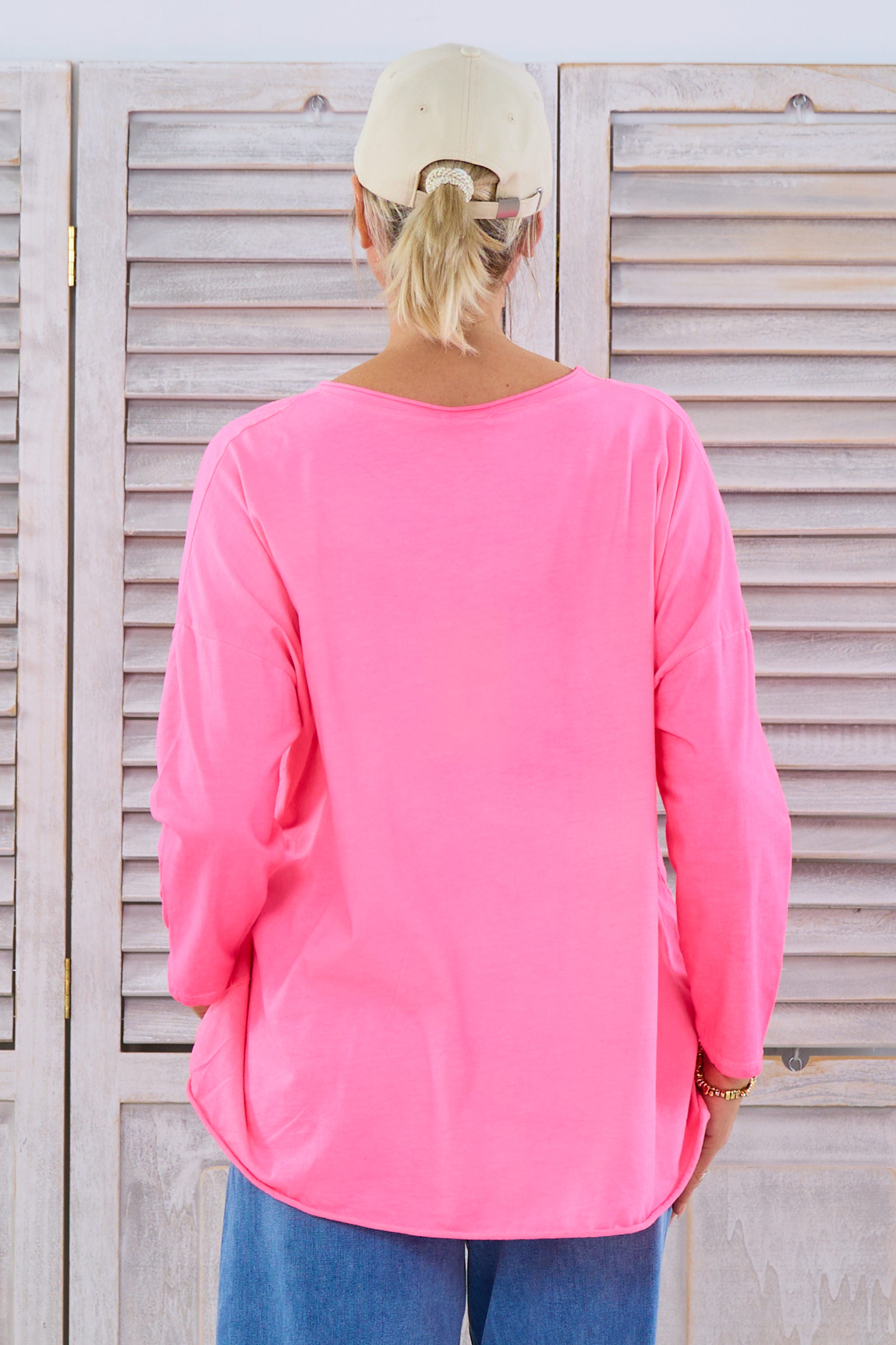 oversized T-Shirt mit V-Ausschnitt, neonpink von Trends & Lifestyle Deutschland GmbH