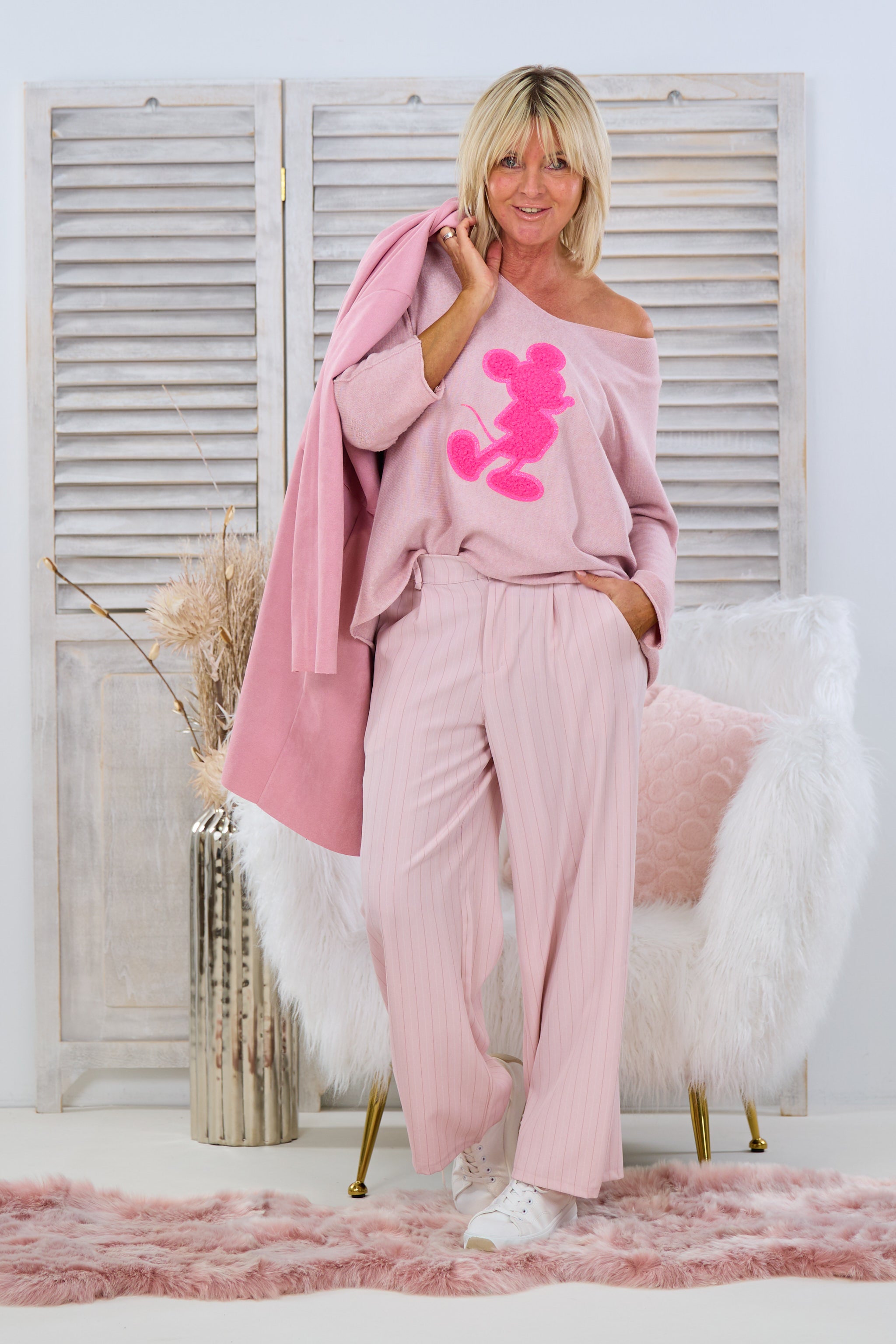 weicher Pulli mit Maus Patch, altrosa-pink von Trends & Lifestyle Deutschland GmbH