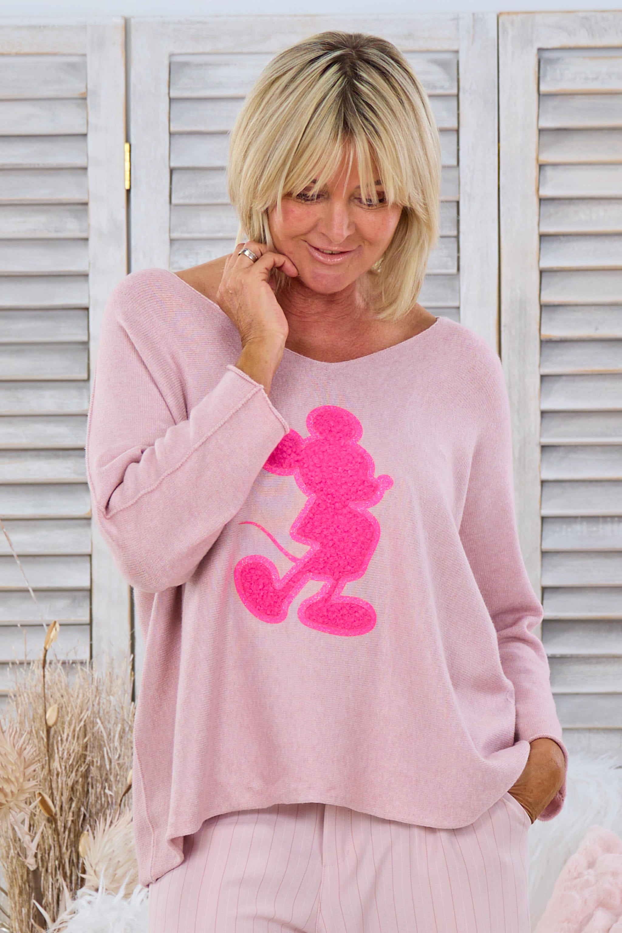 weicher Pulli mit Maus Patch, altrosa-pink von Trends & Lifestyle Deutschland GmbH