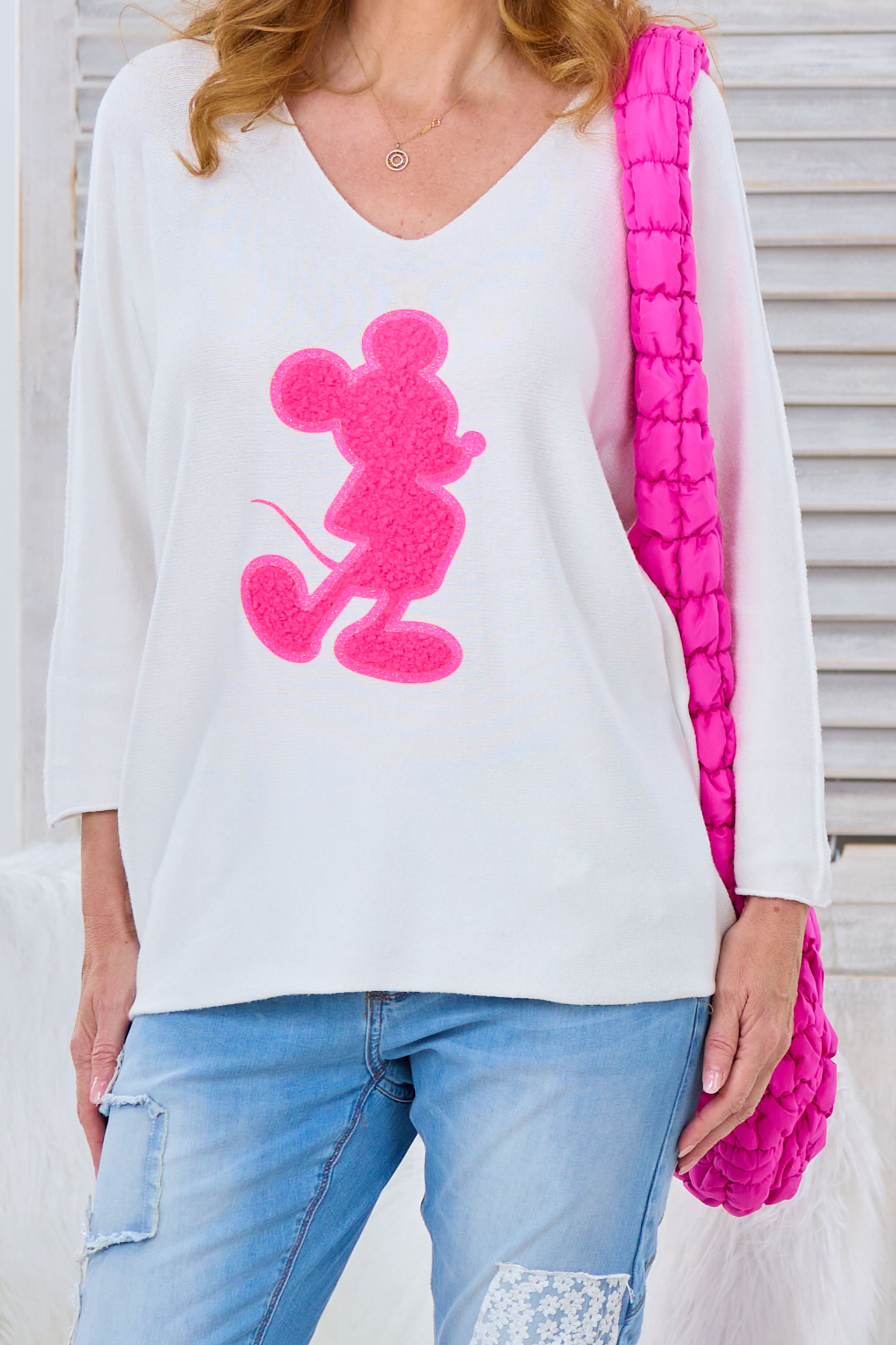 weicher Pulli mit Maus Patch, ecru-pink von Trends & Lifestyle Deutschland GmbH