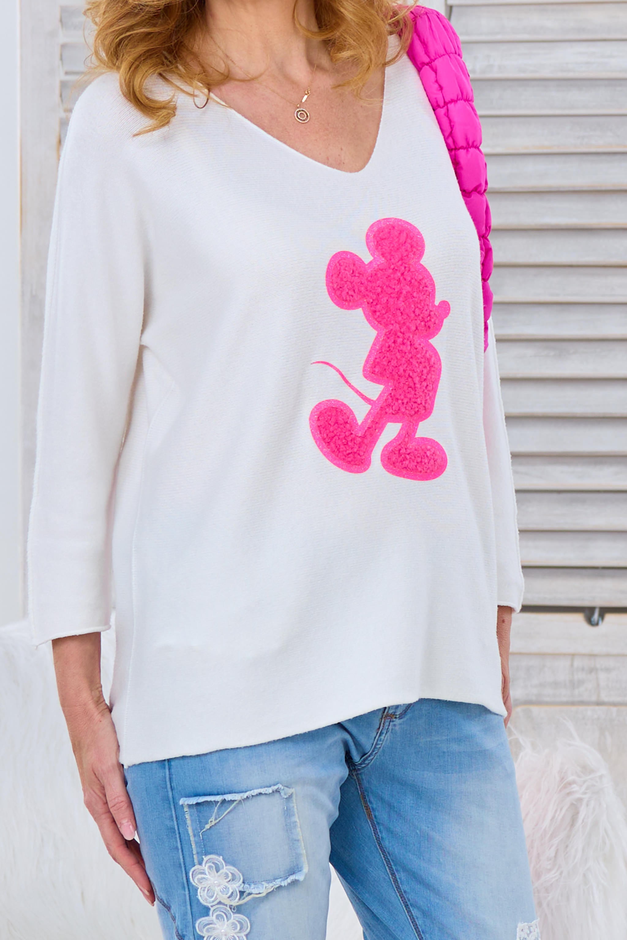 weicher Pulli mit Maus Patch, ecru-pink von Trends & Lifestyle Deutschland GmbH