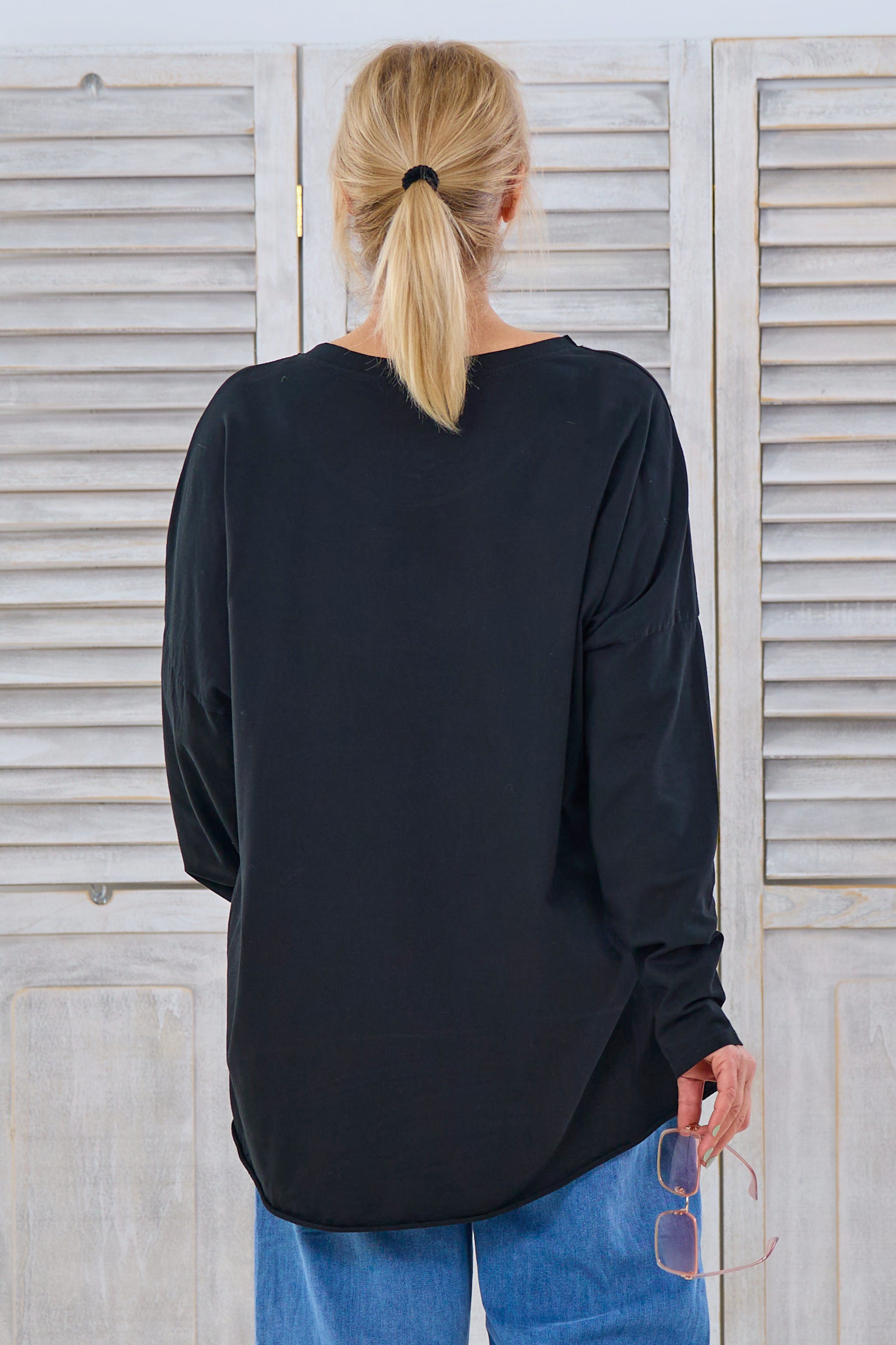 Oversized Shirt mit VINTAGE-ROCK-Emblem, schwarz von Trends & Lifestyle Deutschland GmbH