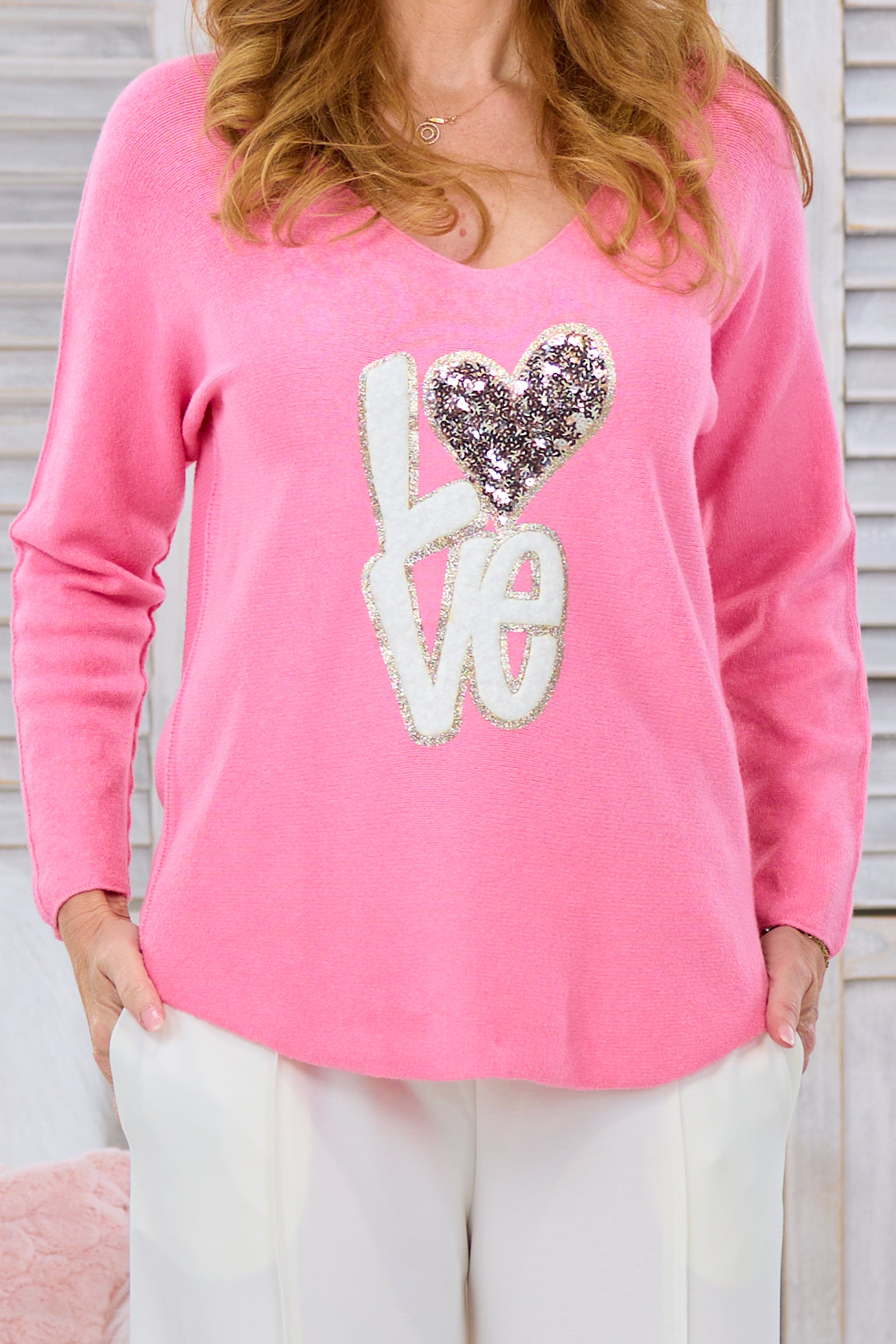 quergestrickter Pulli LOVE, pink von Trends & Lifestyle Deutschland GmbH