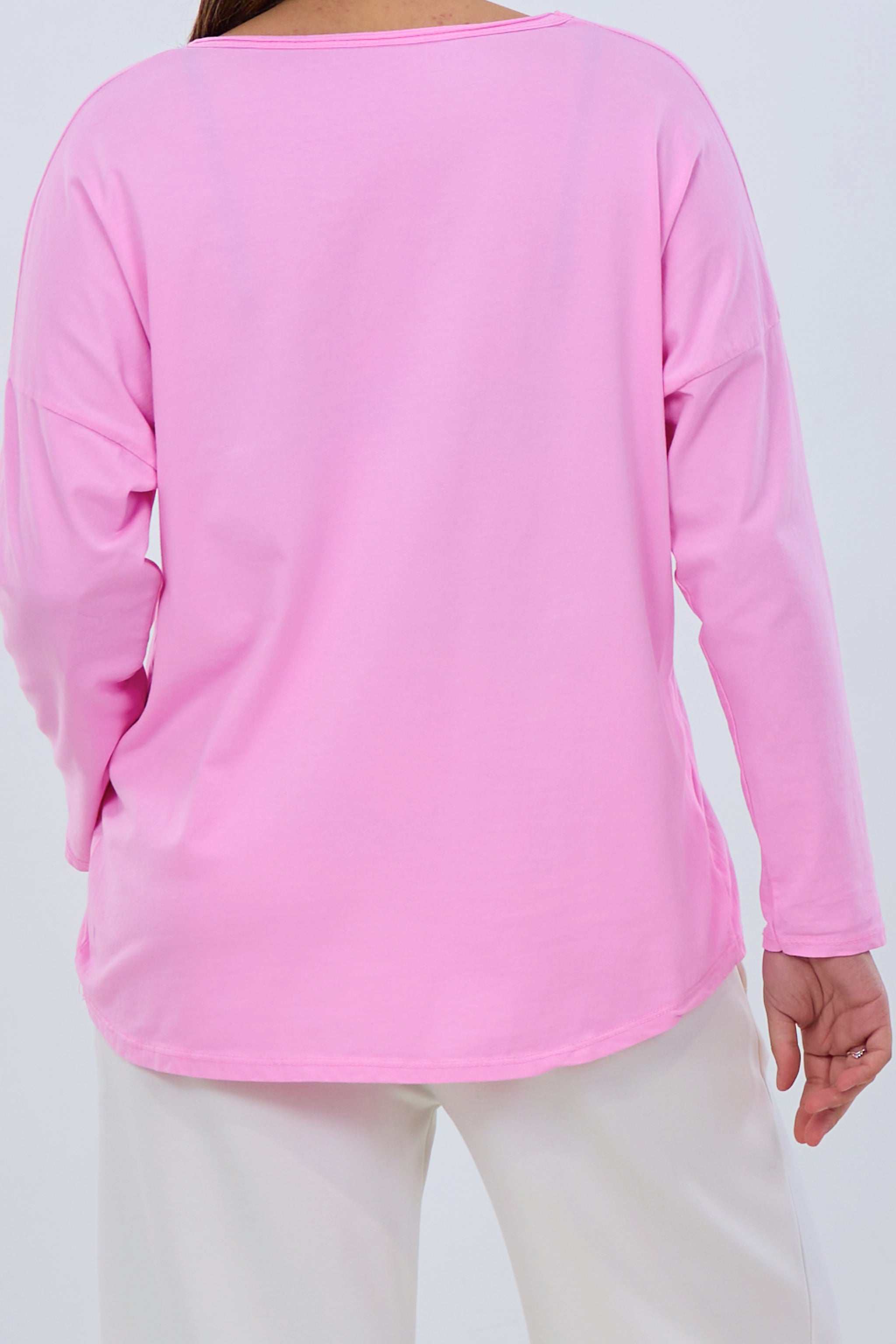 Langarm Basic Shirt mit V-Ausschnitt, rosa von Trends & Lifestyle Deutschland GmbH