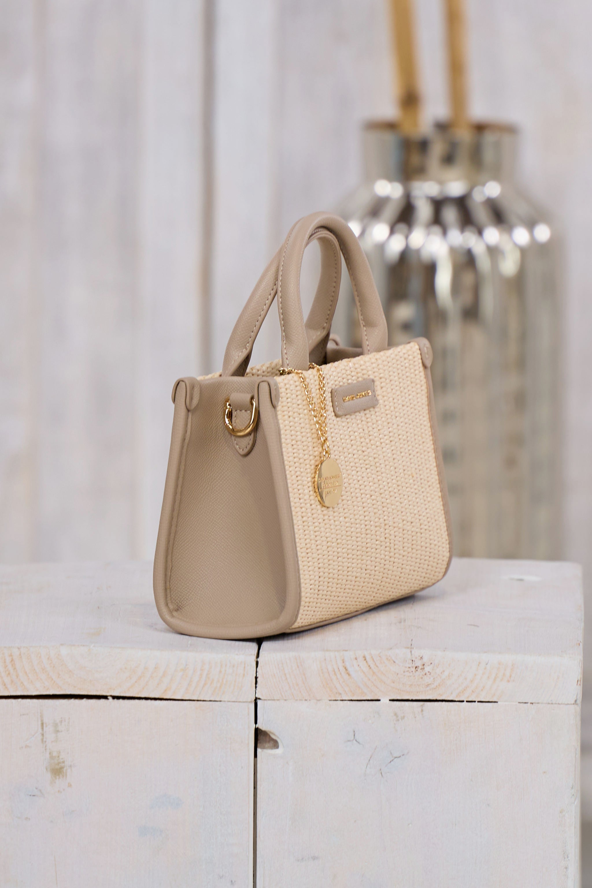 Kleine Handtasche mit Henkeln, beige-taupe - Main Image