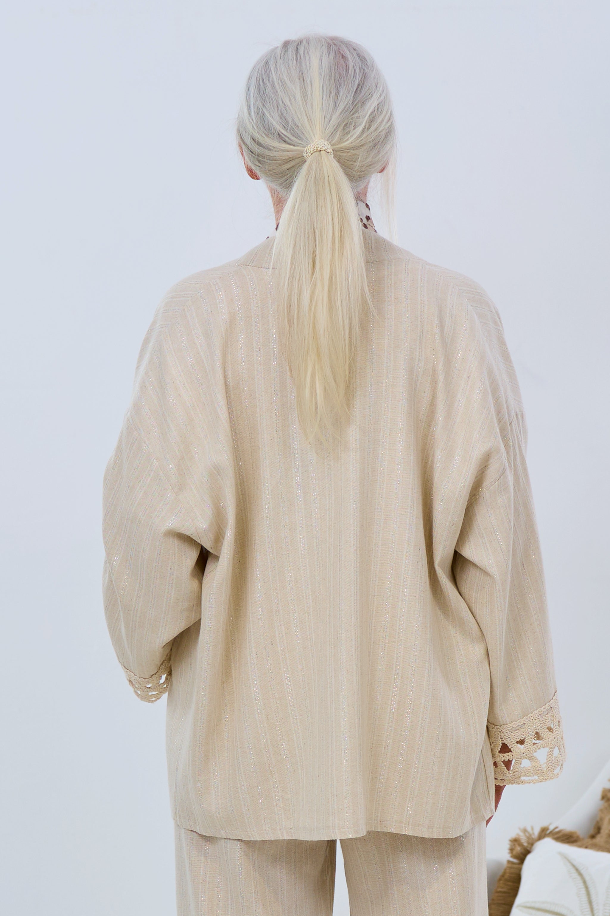 Kimono Jacke mit Bordüre, beige von Trends & Lifestyle Deutschland GmbH