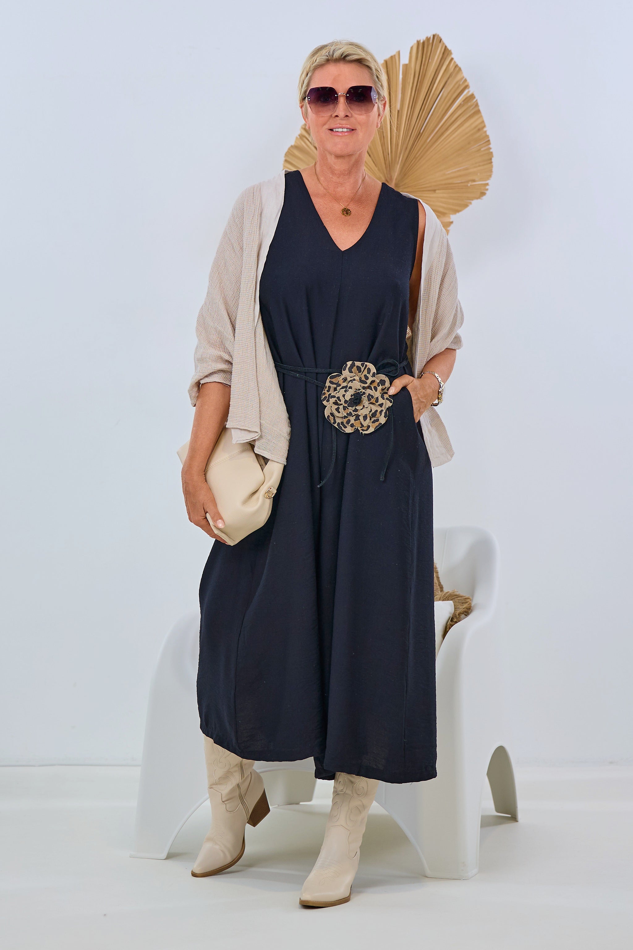 Overall with sophisticated back slit, black