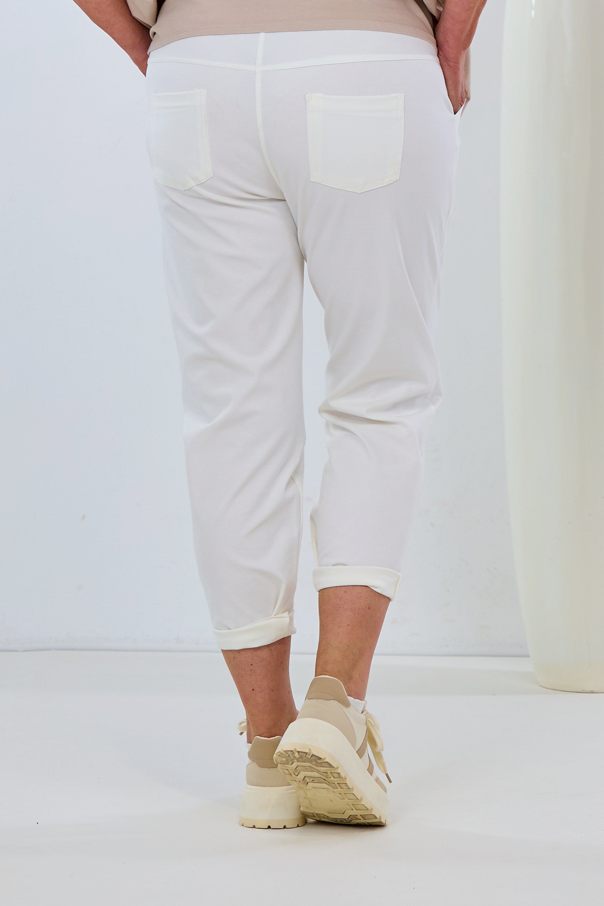 Lässige Hose mit elastischem Bund, ecru