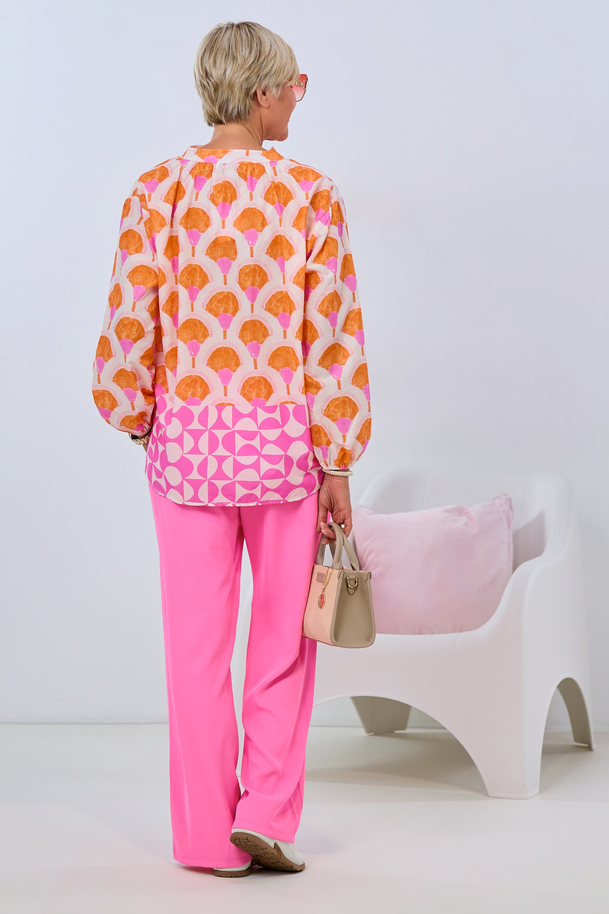 Bluse mit Fantasy-Print, orange-rosa von Trends & Lifestyle Deutschland GmbH