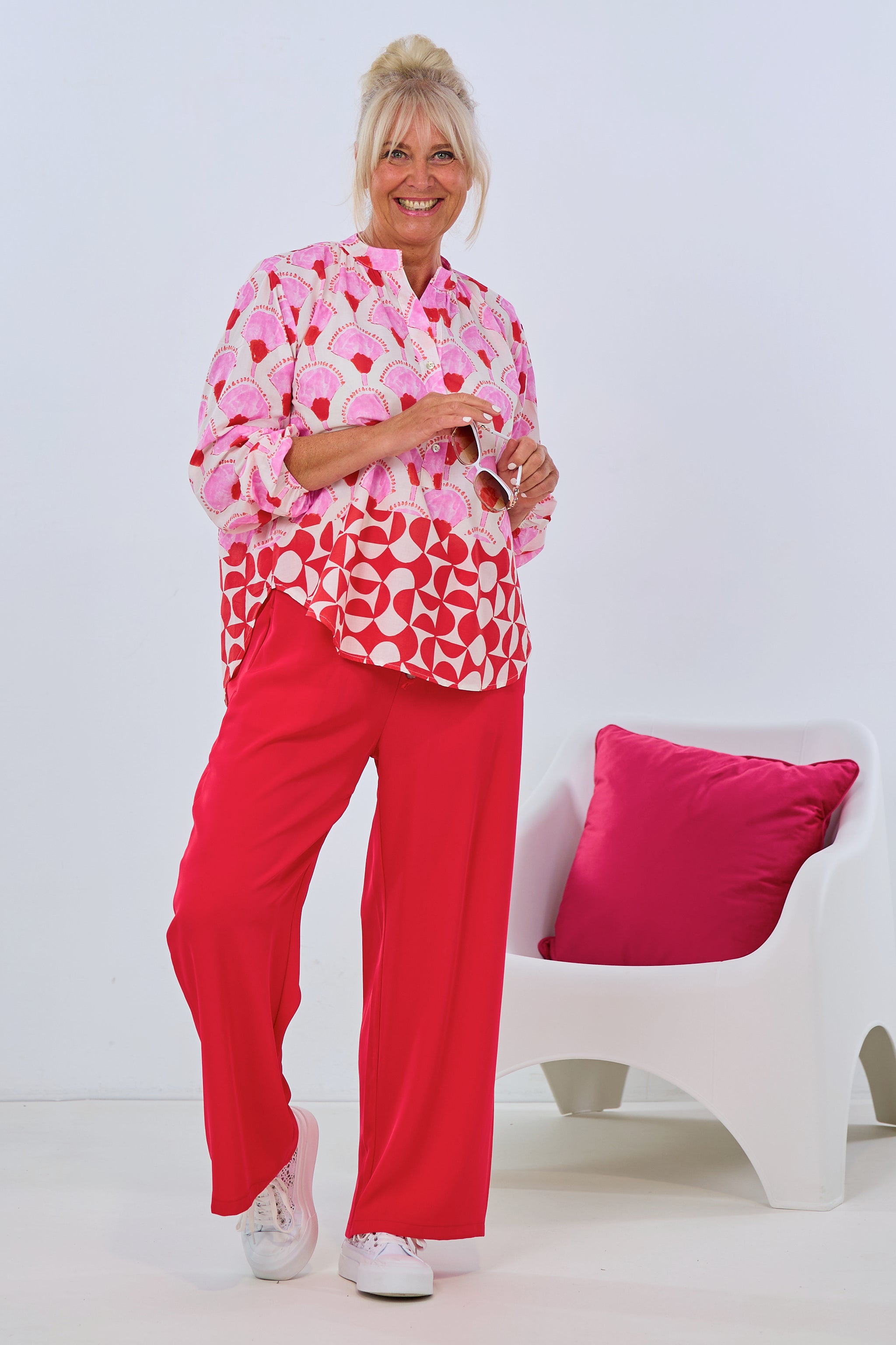 Bluse mit Fantasy-Print, rosa-rot von Trends & Lifestyle Deutschland GmbH