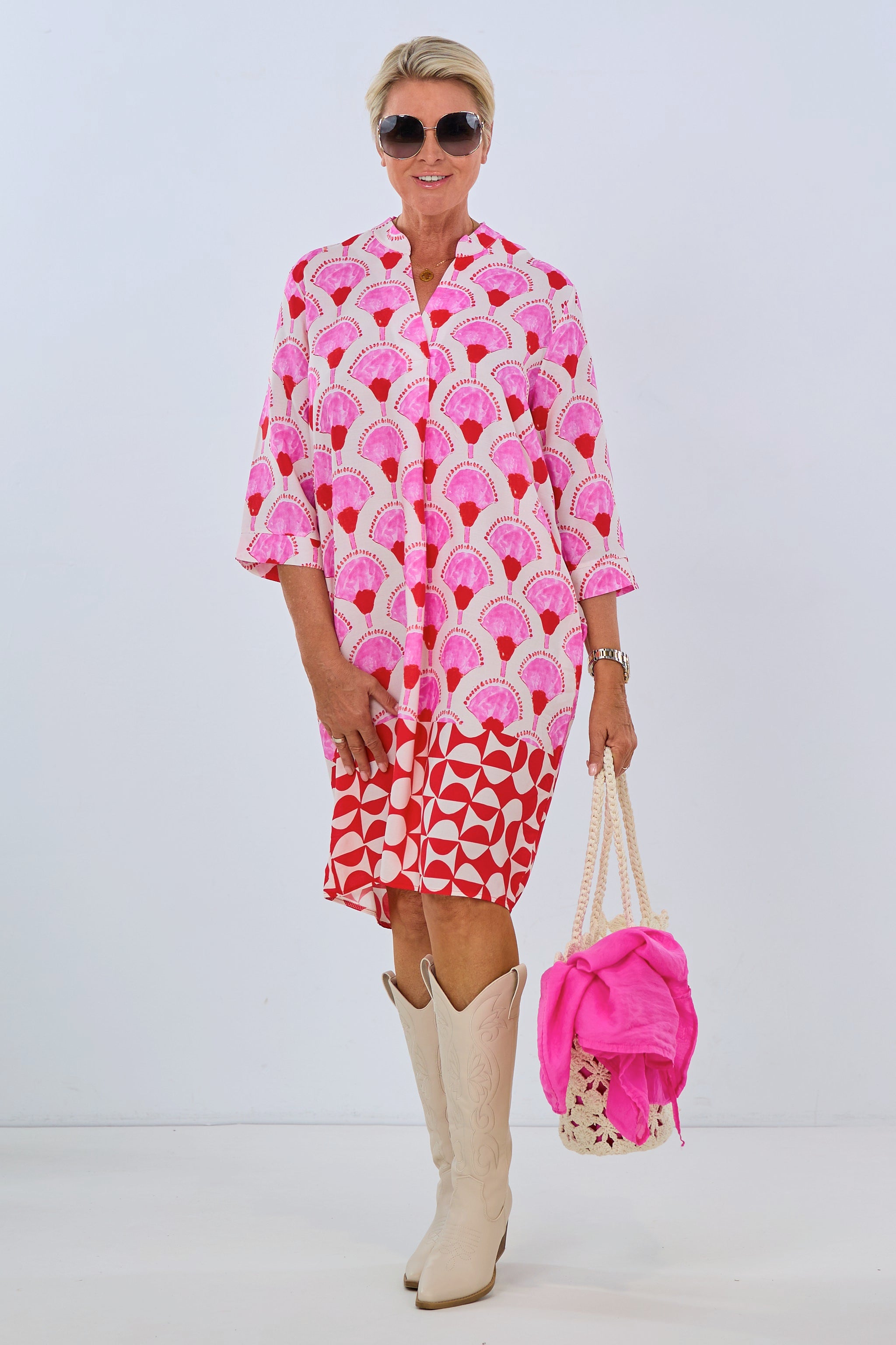 Sommerkleid mit Fantasy-Print, rosa-rot von Trends & Lifestyle Deutschland GmbH
