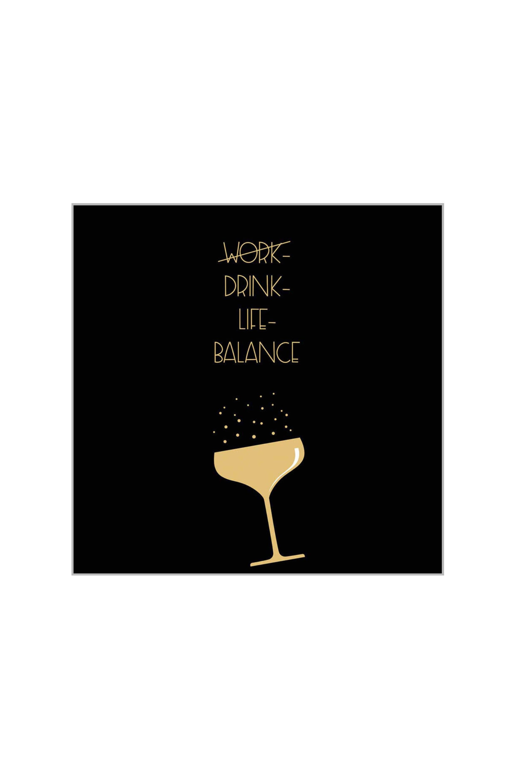 Servietten: Work-Drink-Life-Balance, schwarz-gold von Trends & Lifestyle Deutschland GmbH