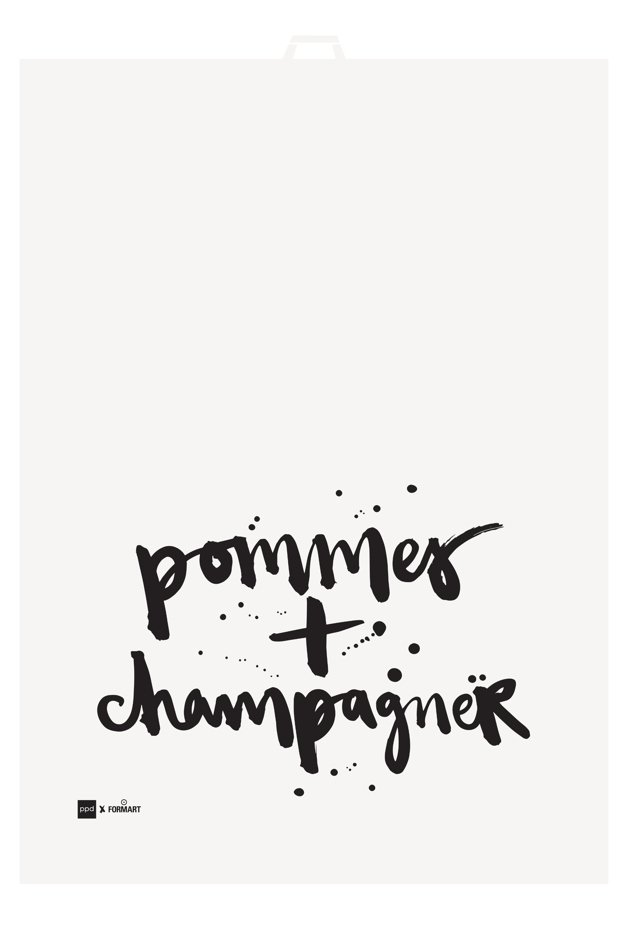 Küchenhandtuch: pommes + champagner, weiß-schwarz von Trends & Lifestyle Deutschland GmbH