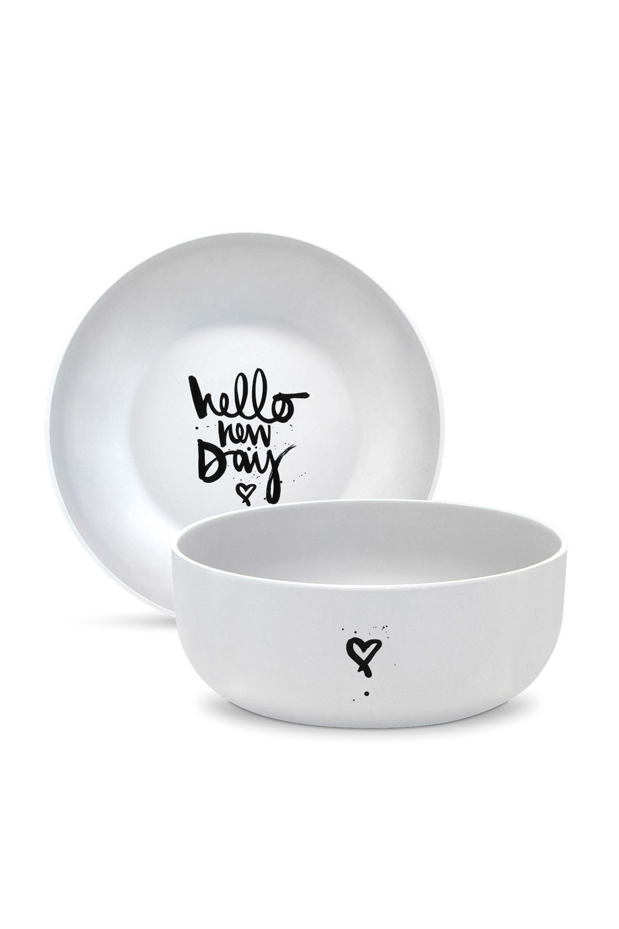 Schüssel: hello new Day, weiß-schwarz von Trends & Lifestyle Deutschland GmbH