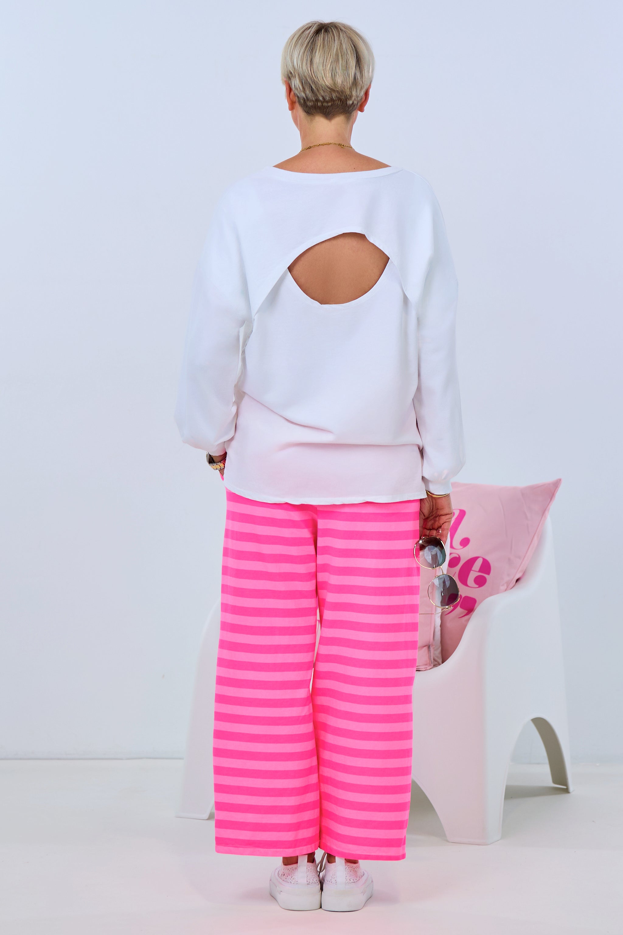 Langarmshirt mit coolem Rücken-Ausschnitt, weiß