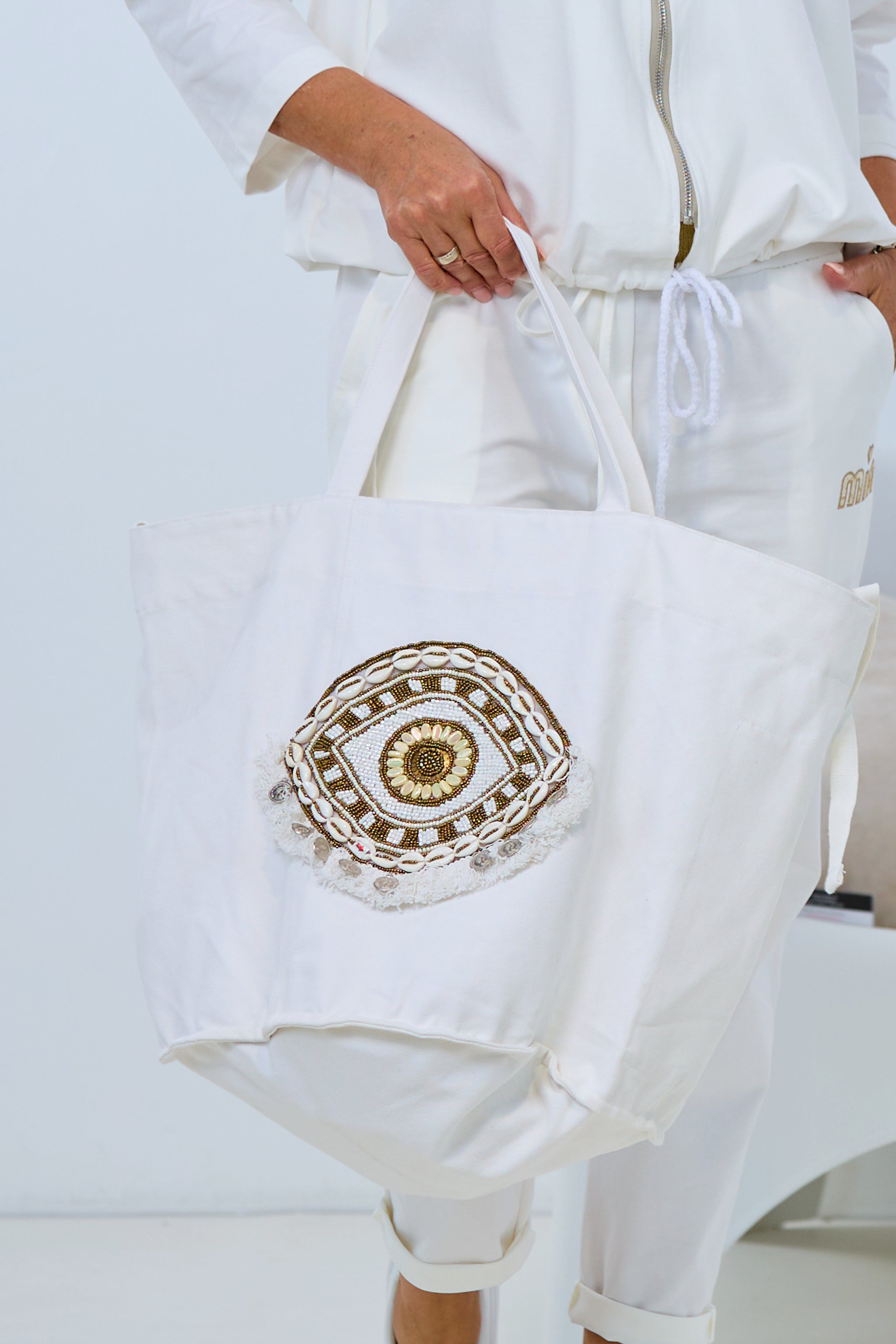 Riesen Shopper/Strandtasche, ecru