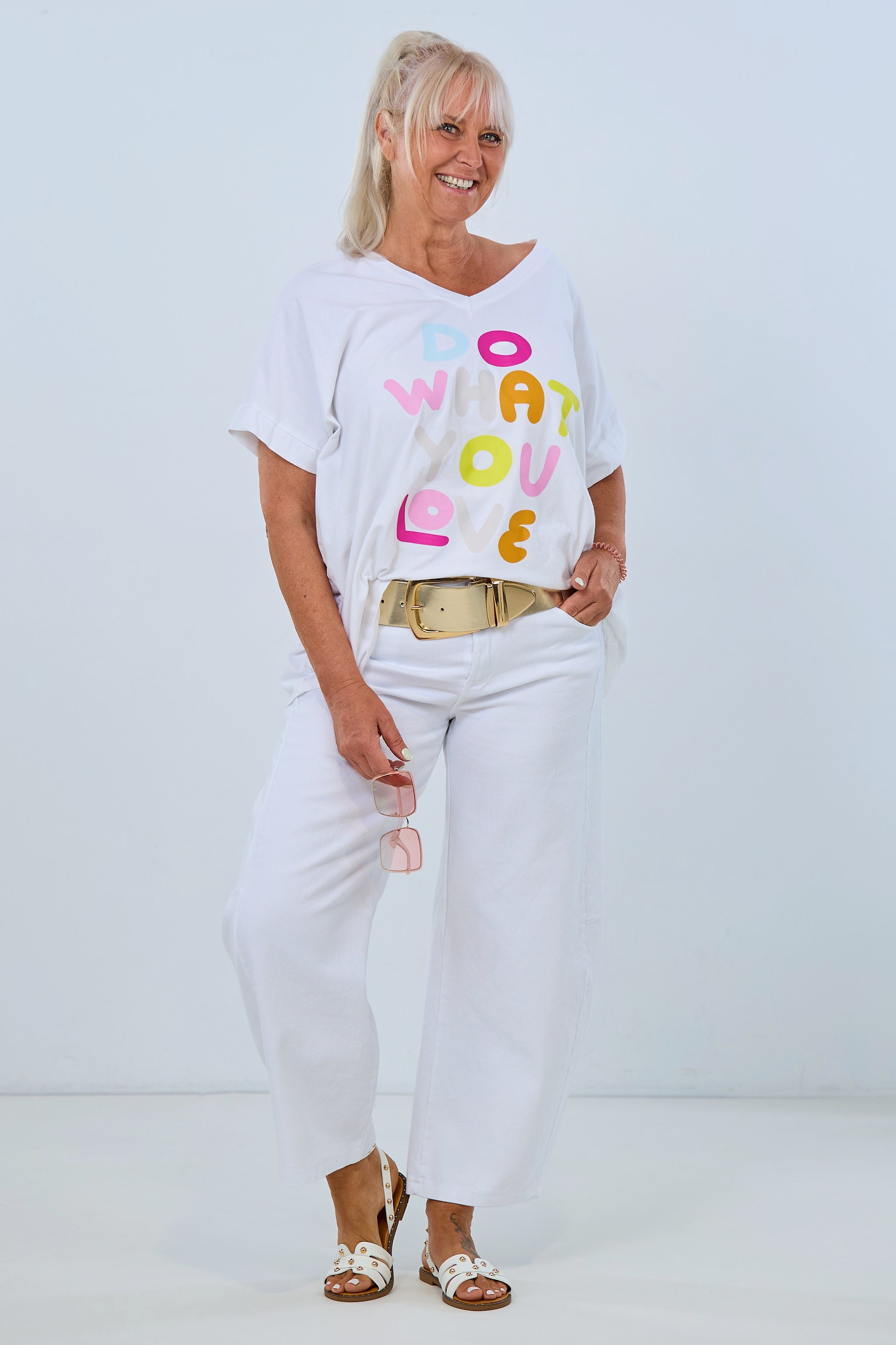 Oversized shirt with DO WHAT YOU WANT print, white