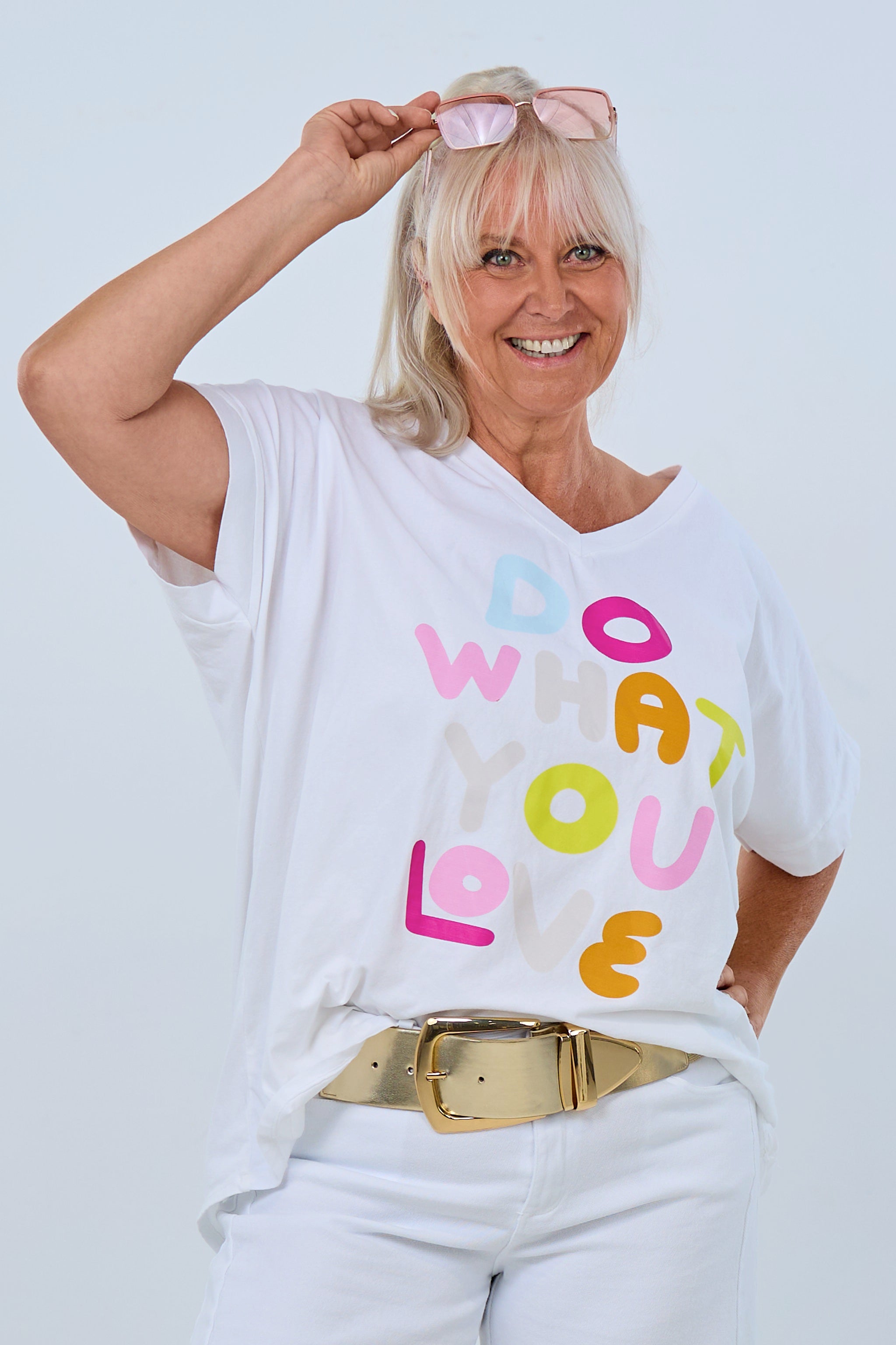 Oversized shirt with DO WHAT YOU WANT print, white