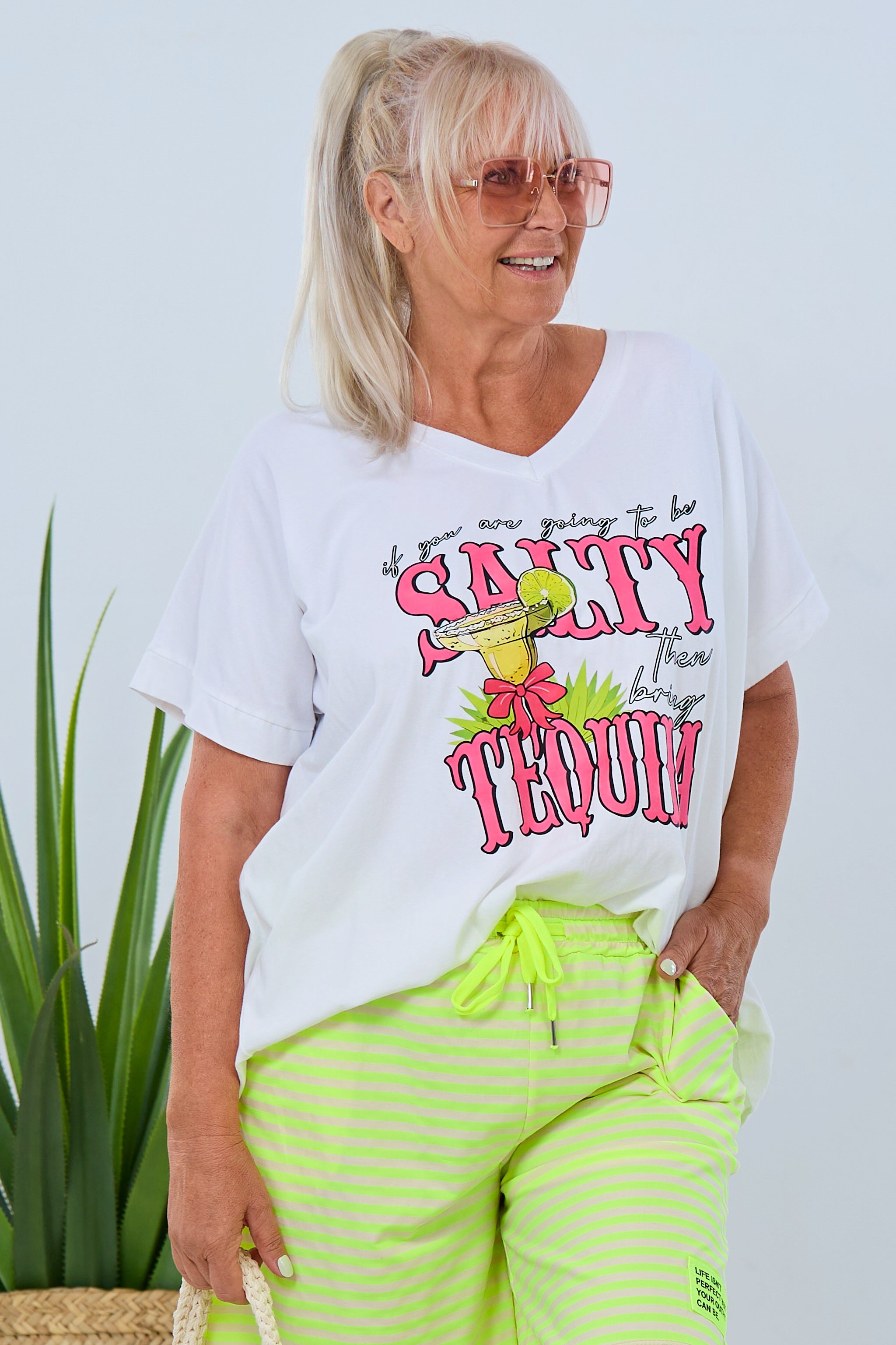 Oversized shirt with tequila print, white