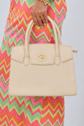 Handtasche mit Drehverschluss, creme 