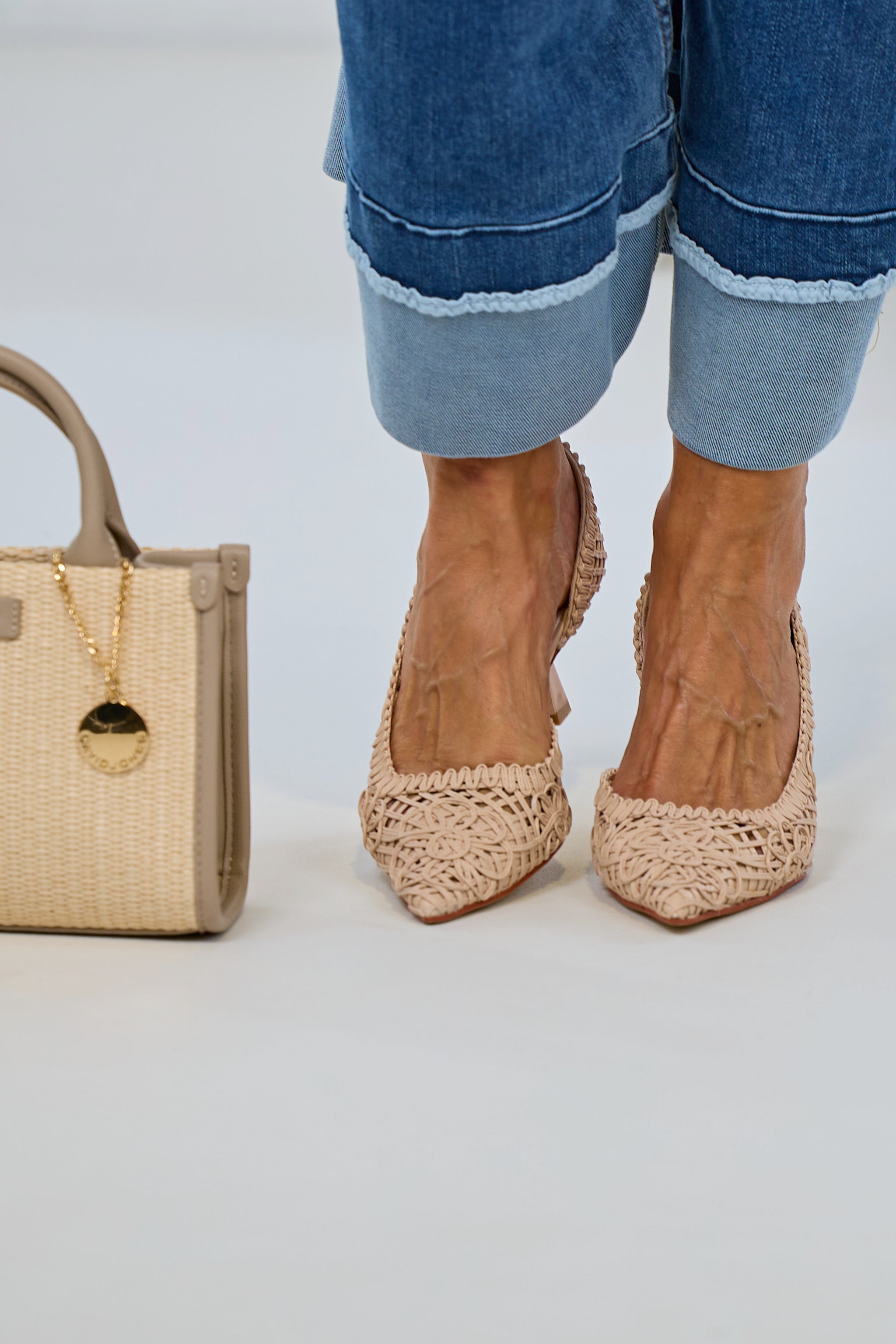 geflochtene Pumps, beige