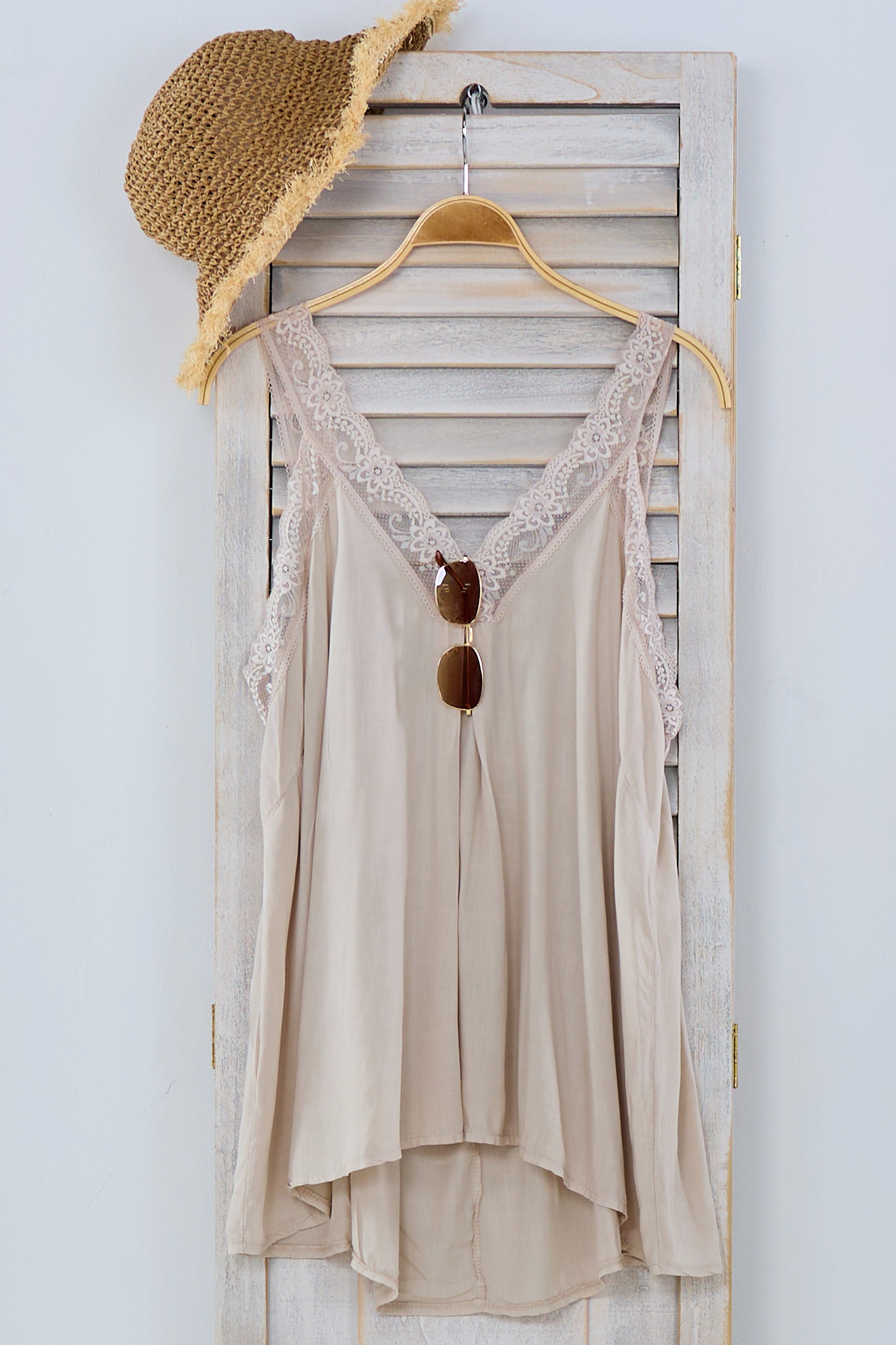 Spitzentop, beige