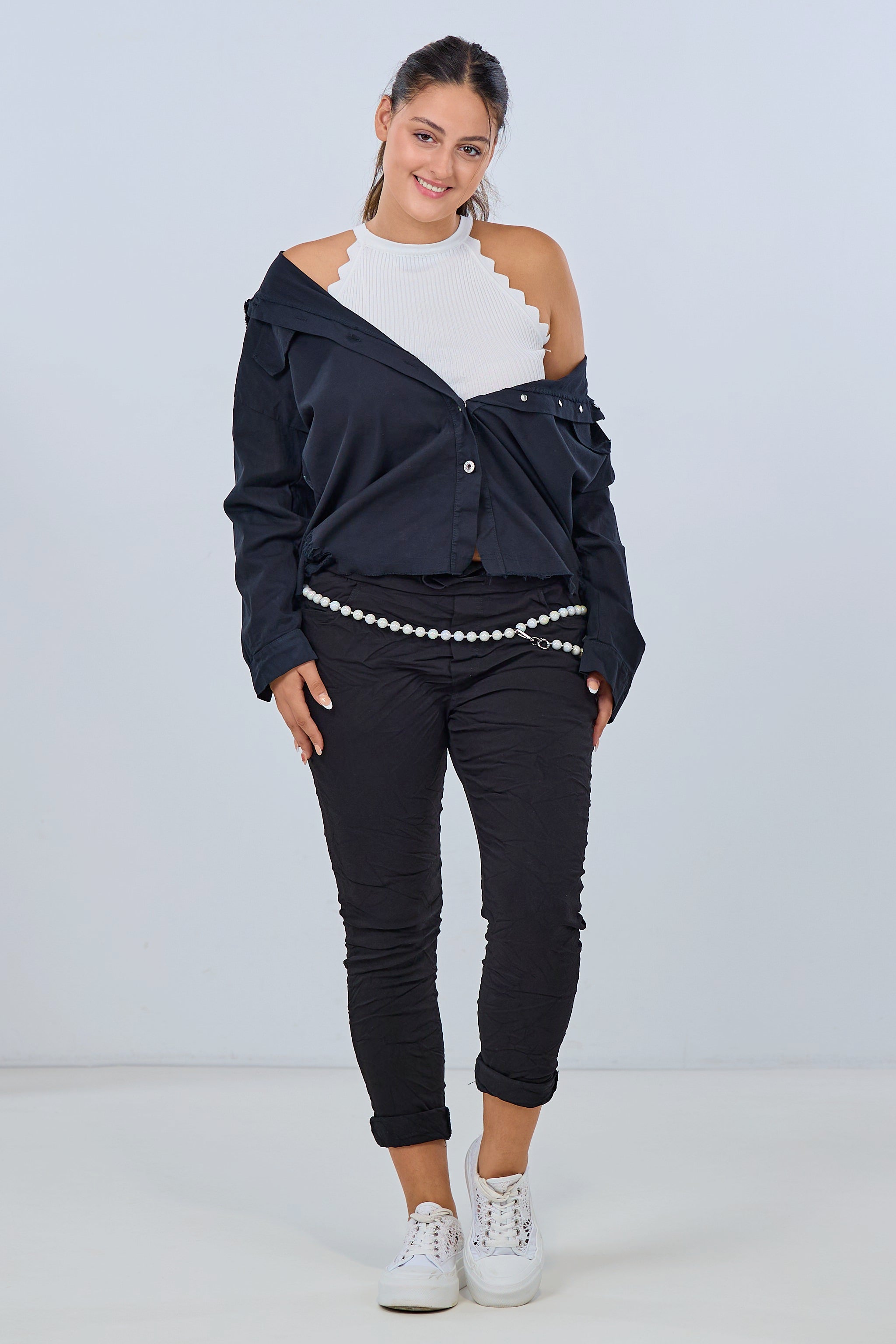 Hemdjacke im used-look, schwarz
